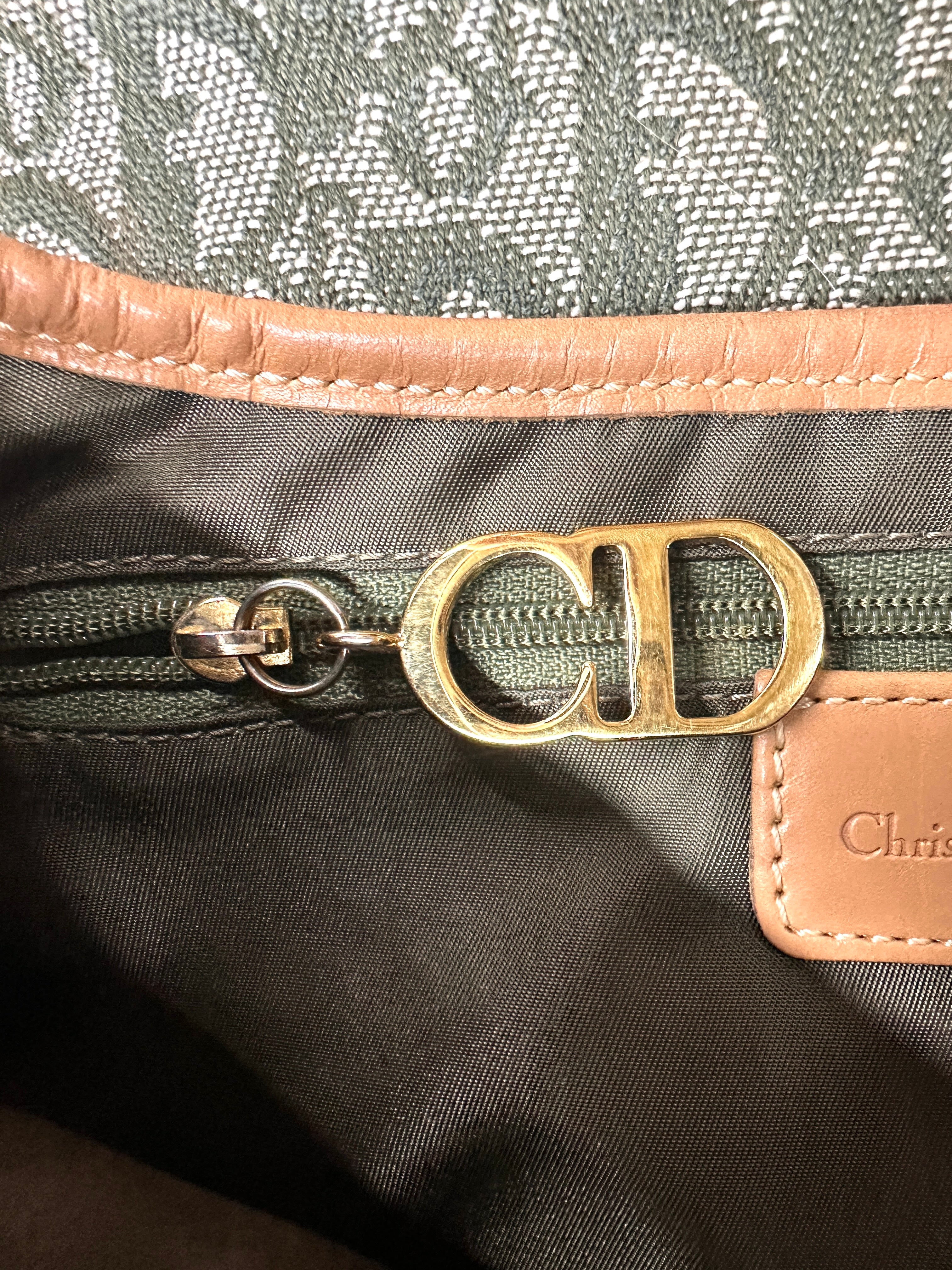 Christian Dior Green Oblique Canvas Saddle Bag DR613