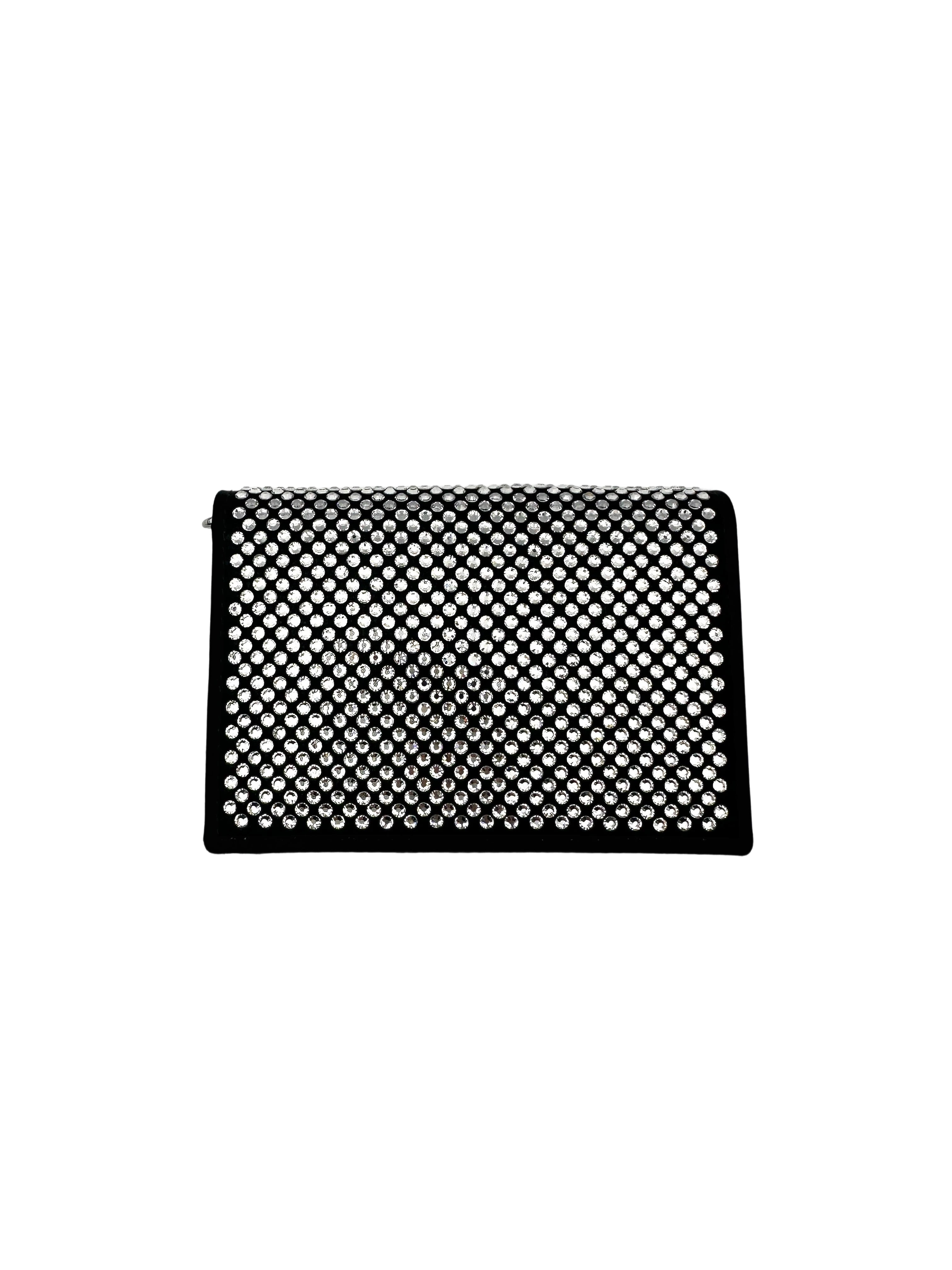 Prada Satin Crystal-Embellished Black Shoulder Bag PR220