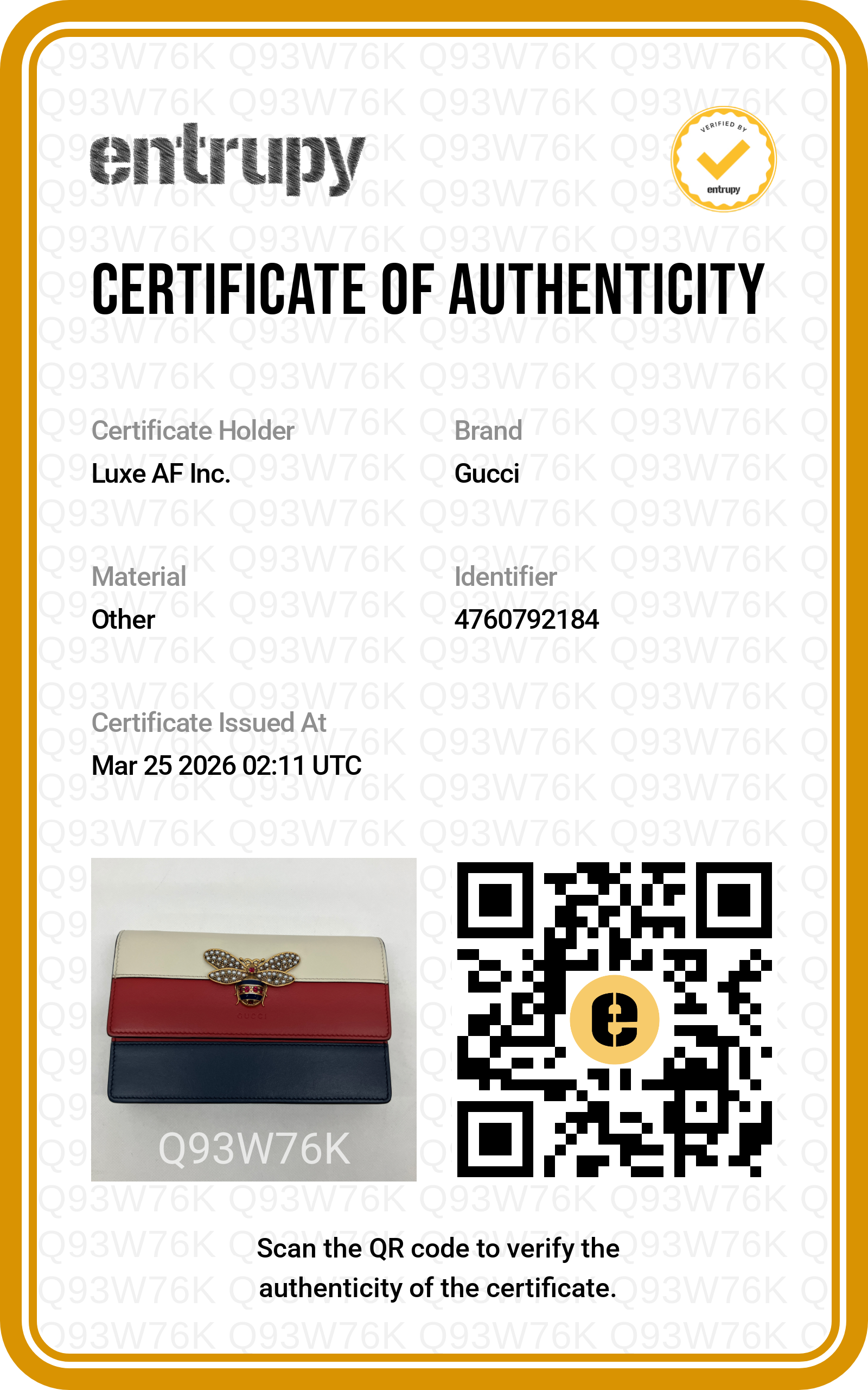 Gucci Queen Margaret Bee Multicolor Leather Wallet On Chain GG809