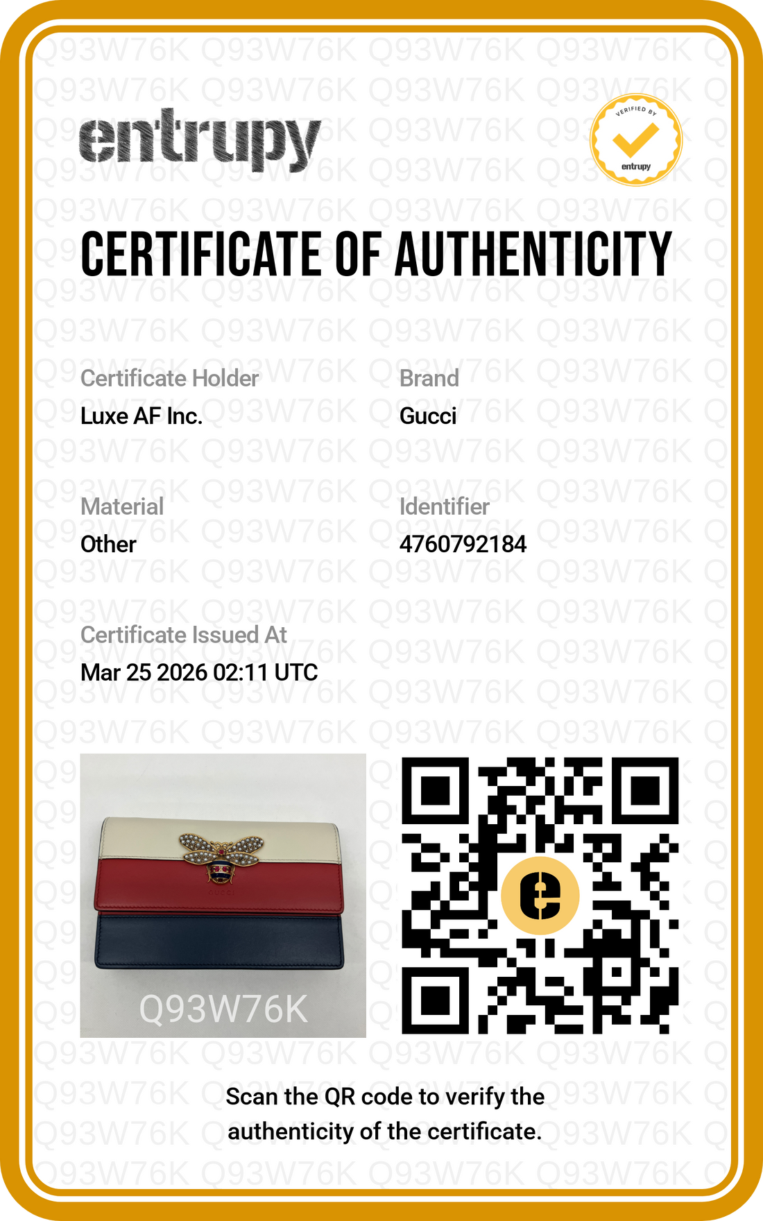 Gucci Queen Margaret Bee Multicolor Leather Wallet On Chain GG809
