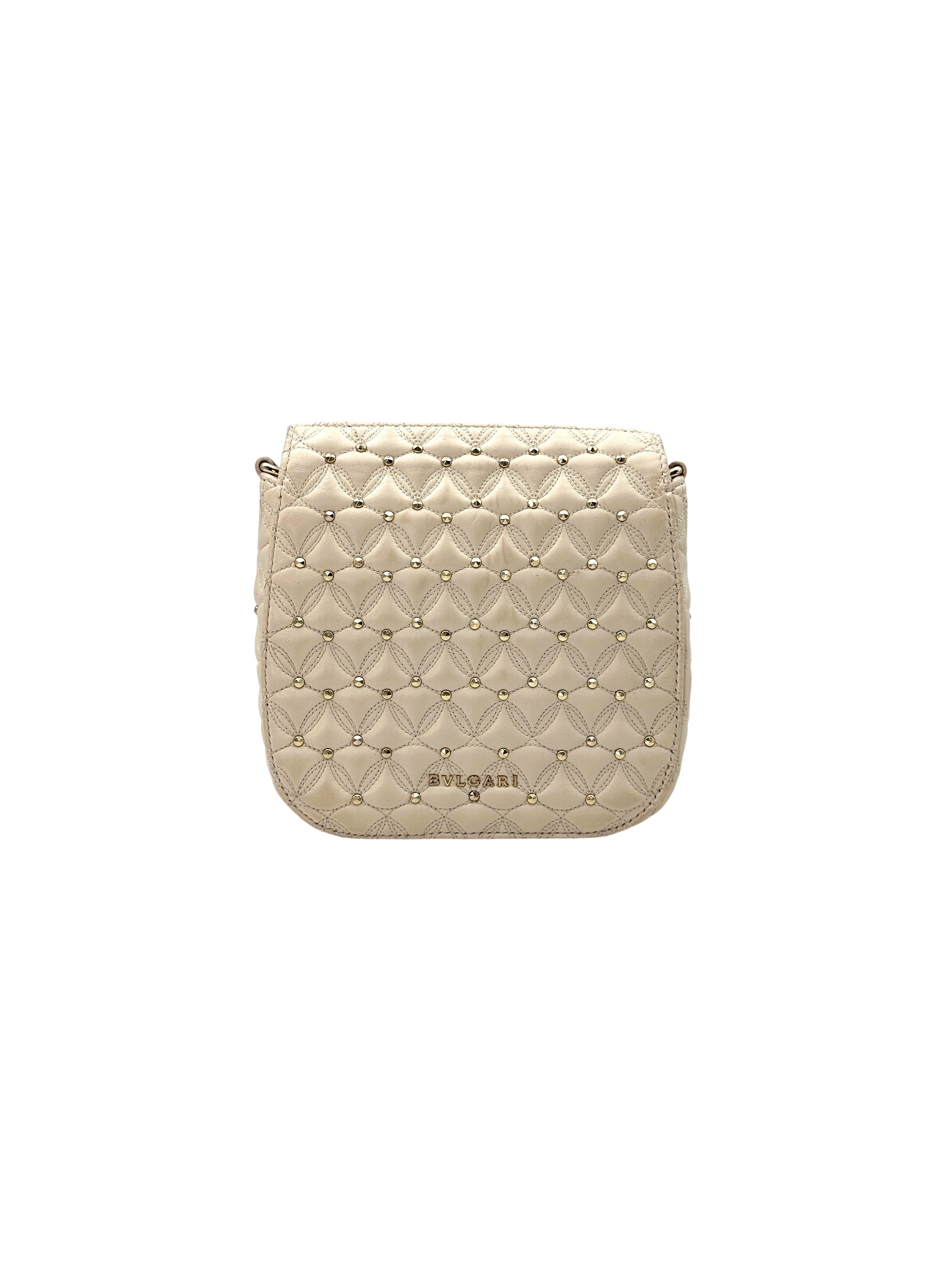 Bvlgari Divas'Dream White Quilted Leather Shoulder Bag BS36