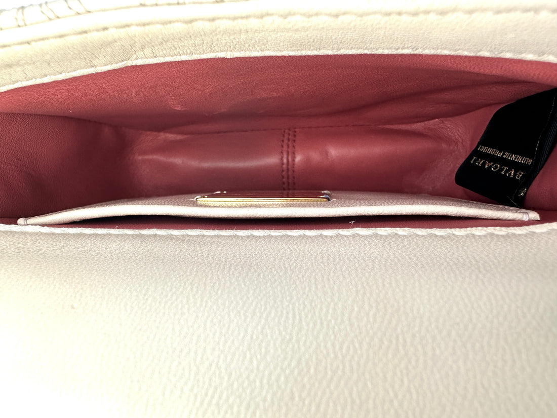 Bvlgari Divas'Dream White Quilted Leather Shoulder Bag BS36