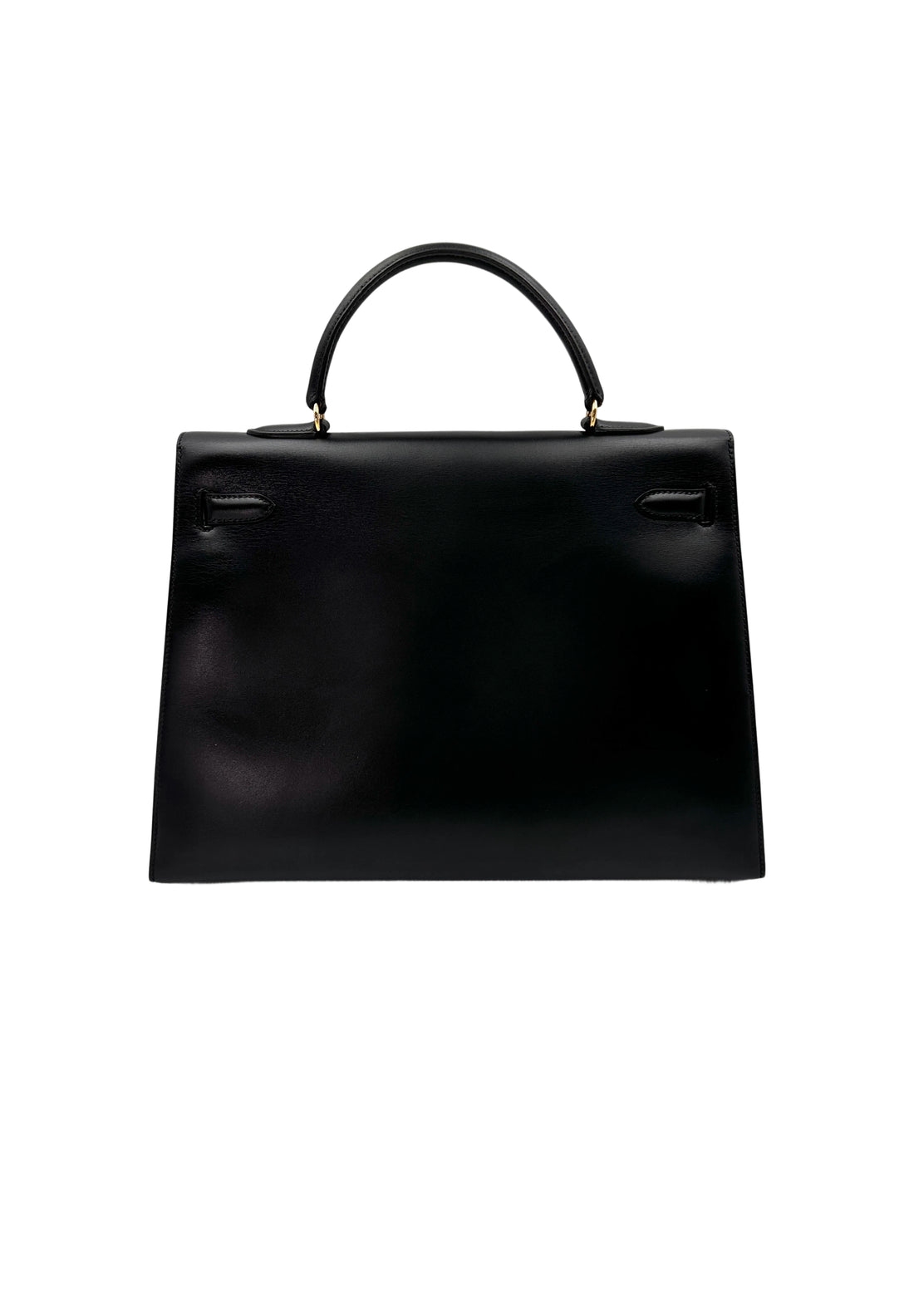 Hermes Kelly35 Black Leather Handle Bag With Gold Hardware HR86