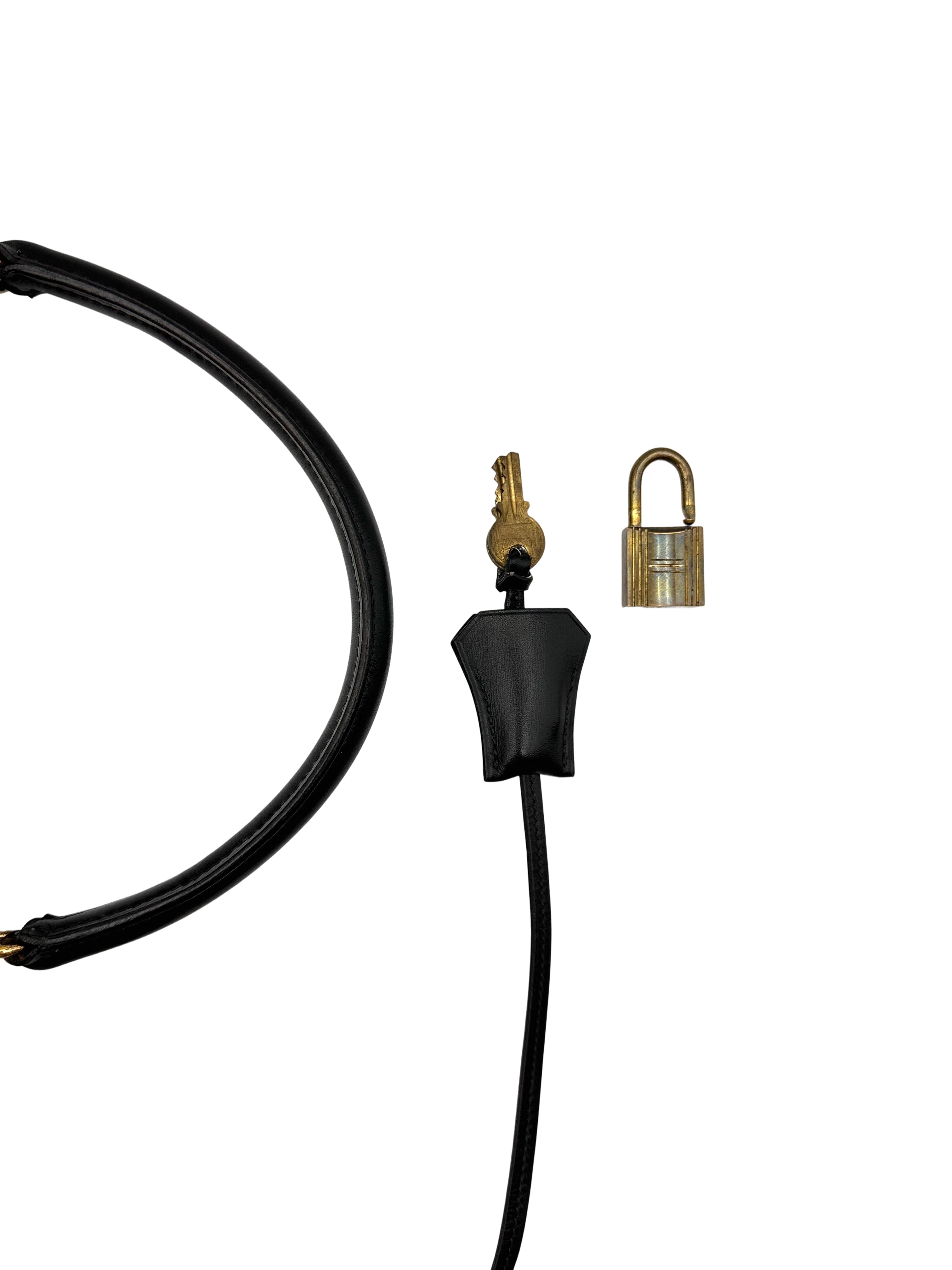 Hermes Kelly35 Black Leather Handle Bag With Gold Hardware HR86