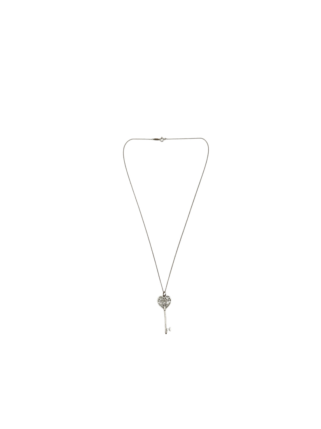 Tiffany&Co. Sterling Silver Enchant Heart Key Pendant Necklace IRIS113