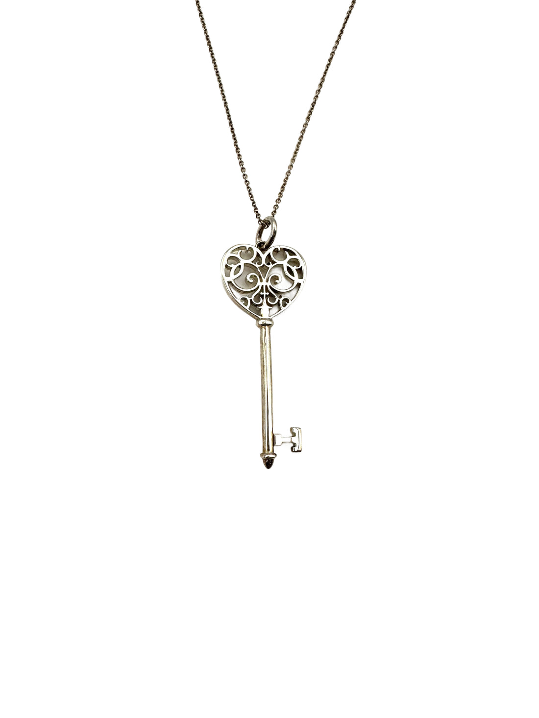 Tiffany&Co. Sterling Silver Enchant Heart Key Pendant Necklace IRIS113