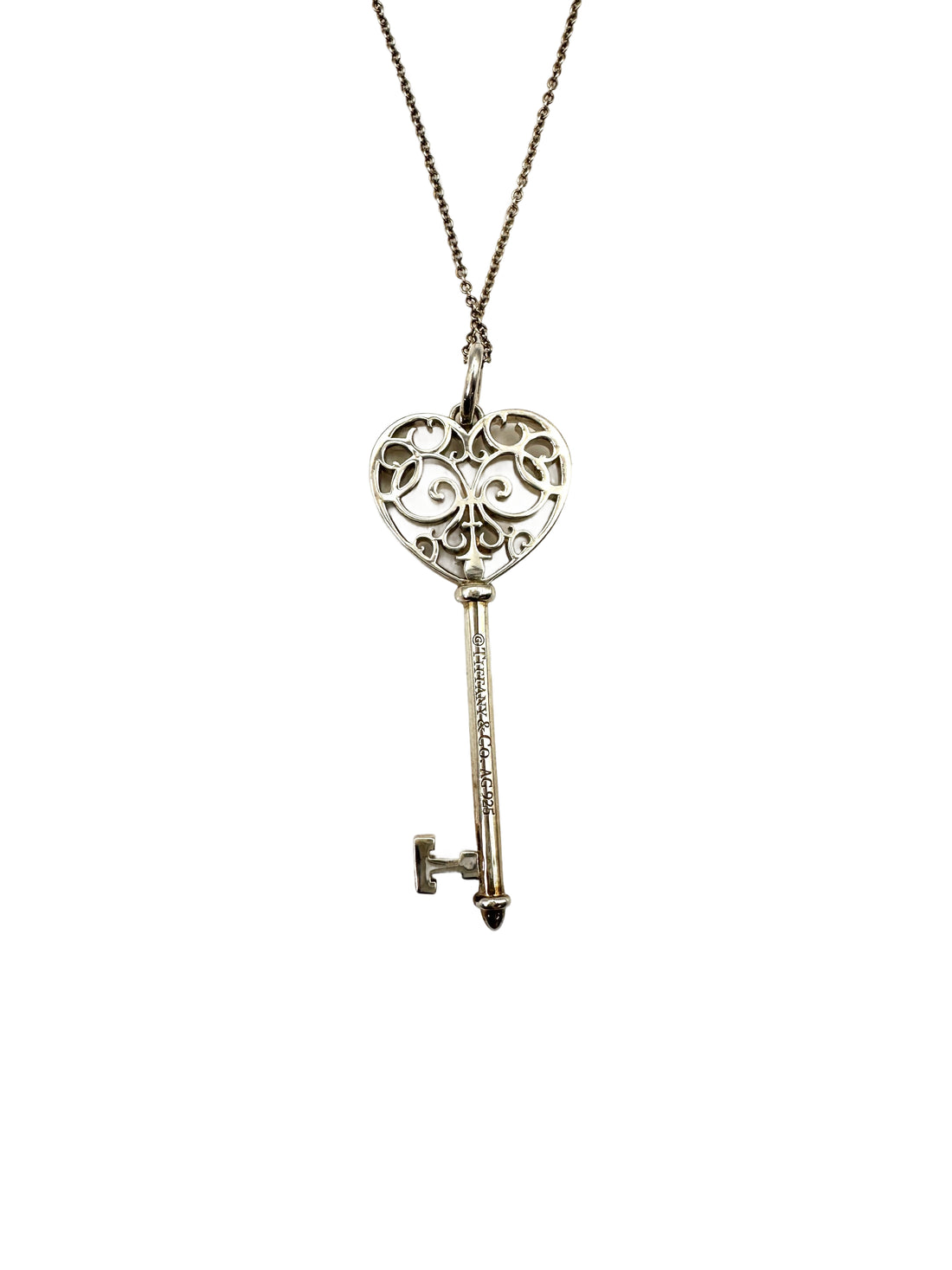 Tiffany&Co. Sterling Silver Enchant Heart Key Pendant Necklace IRIS113