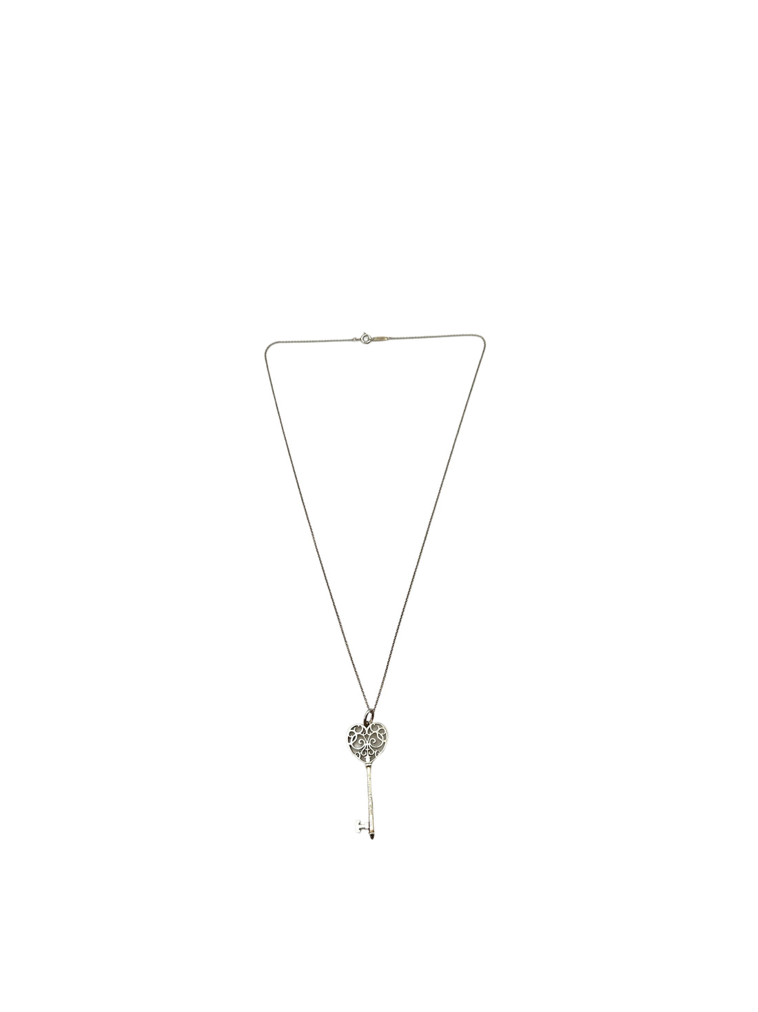 Tiffany&Co. Sterling Silver Enchant Heart Key Pendant Necklace IRIS113
