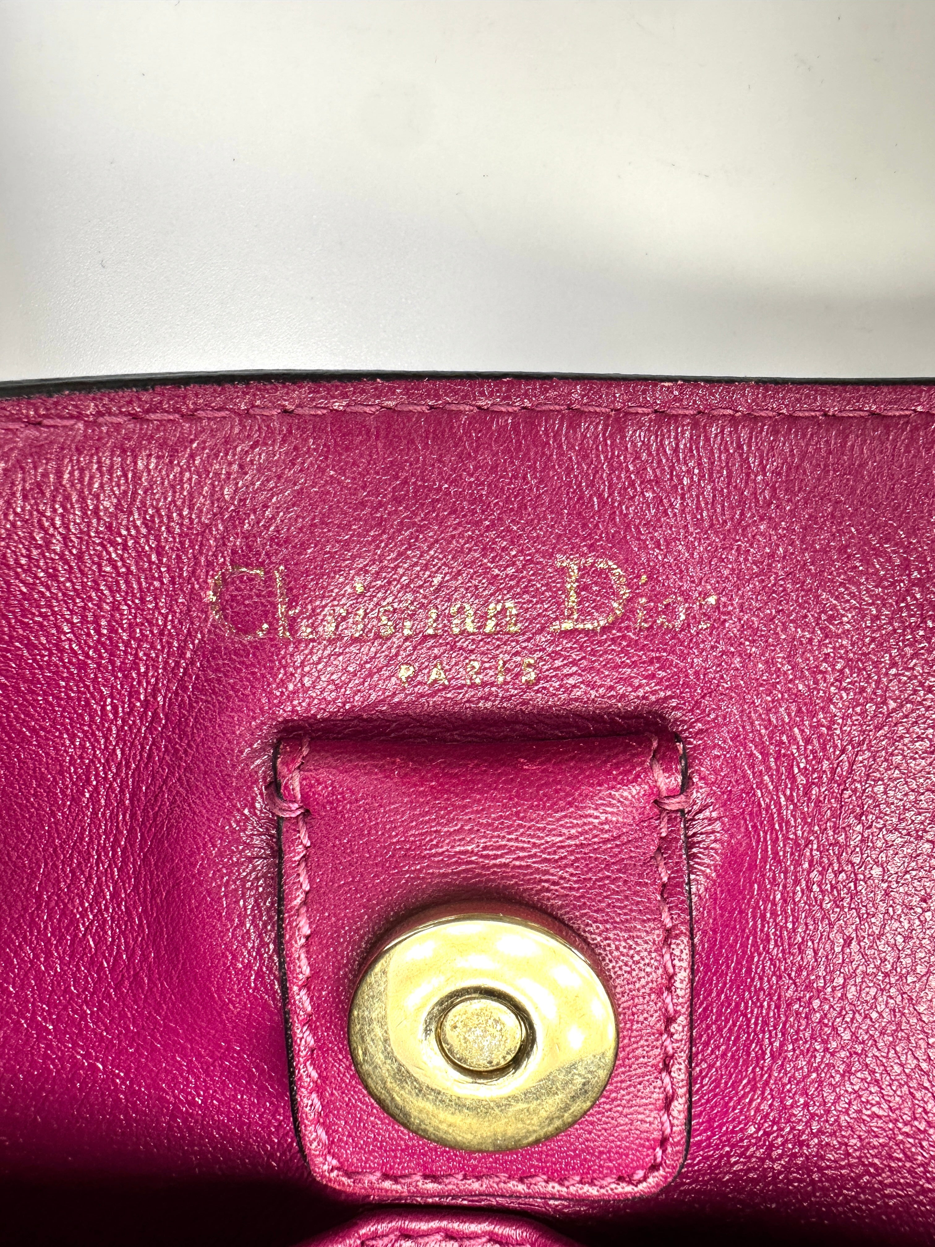 Christian Dior Diorissimo Black Leather Handle Bag With Pouch DR623
