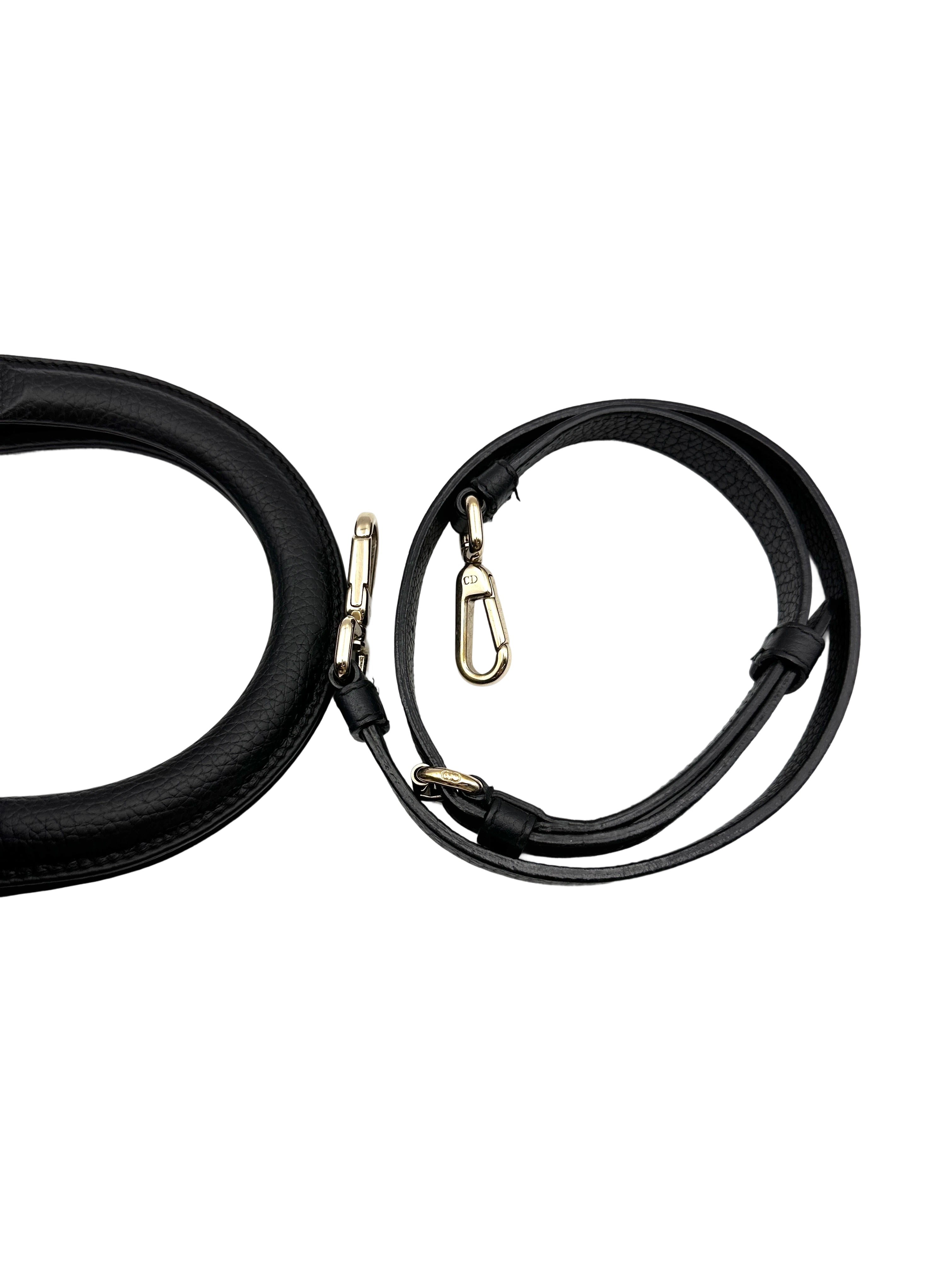 Christian Dior Diorissimo Black Leather Handle Bag With Pouch DR623
