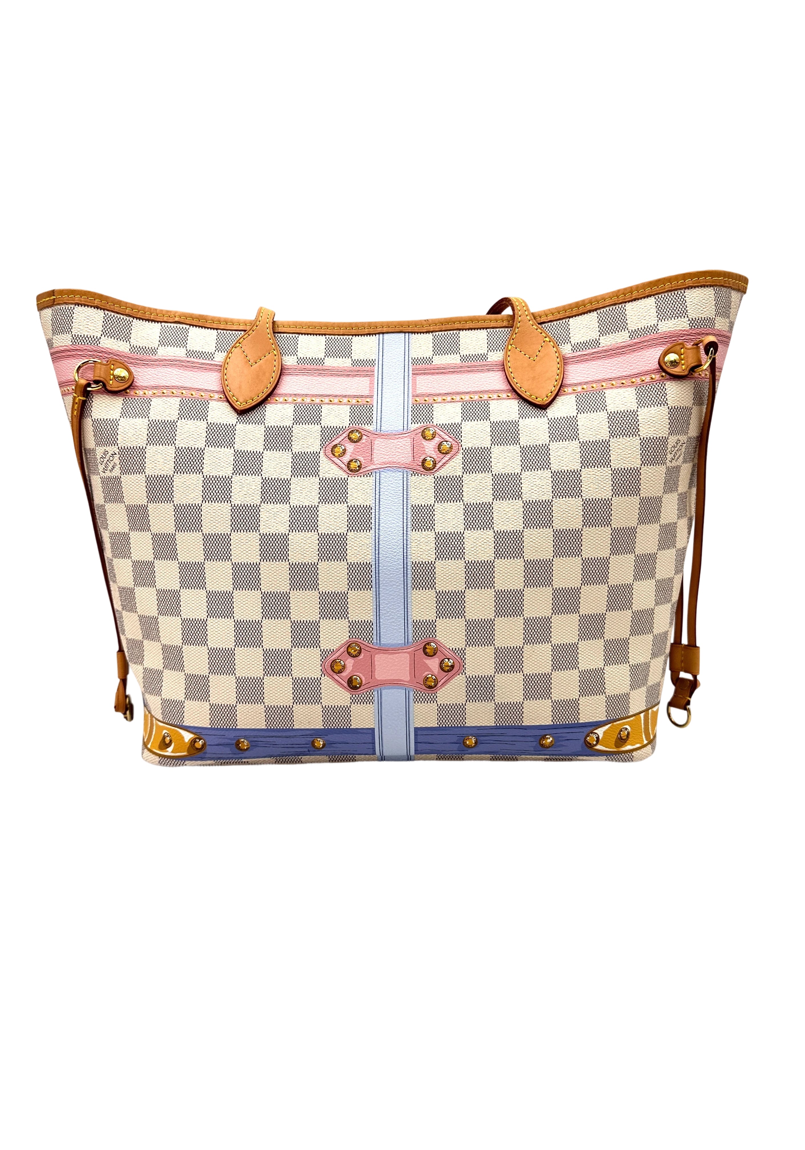 Louis Vuitton Neverfull Damier Azur Trompe L'oeil Tote Handle Bag With Pouch LV2306