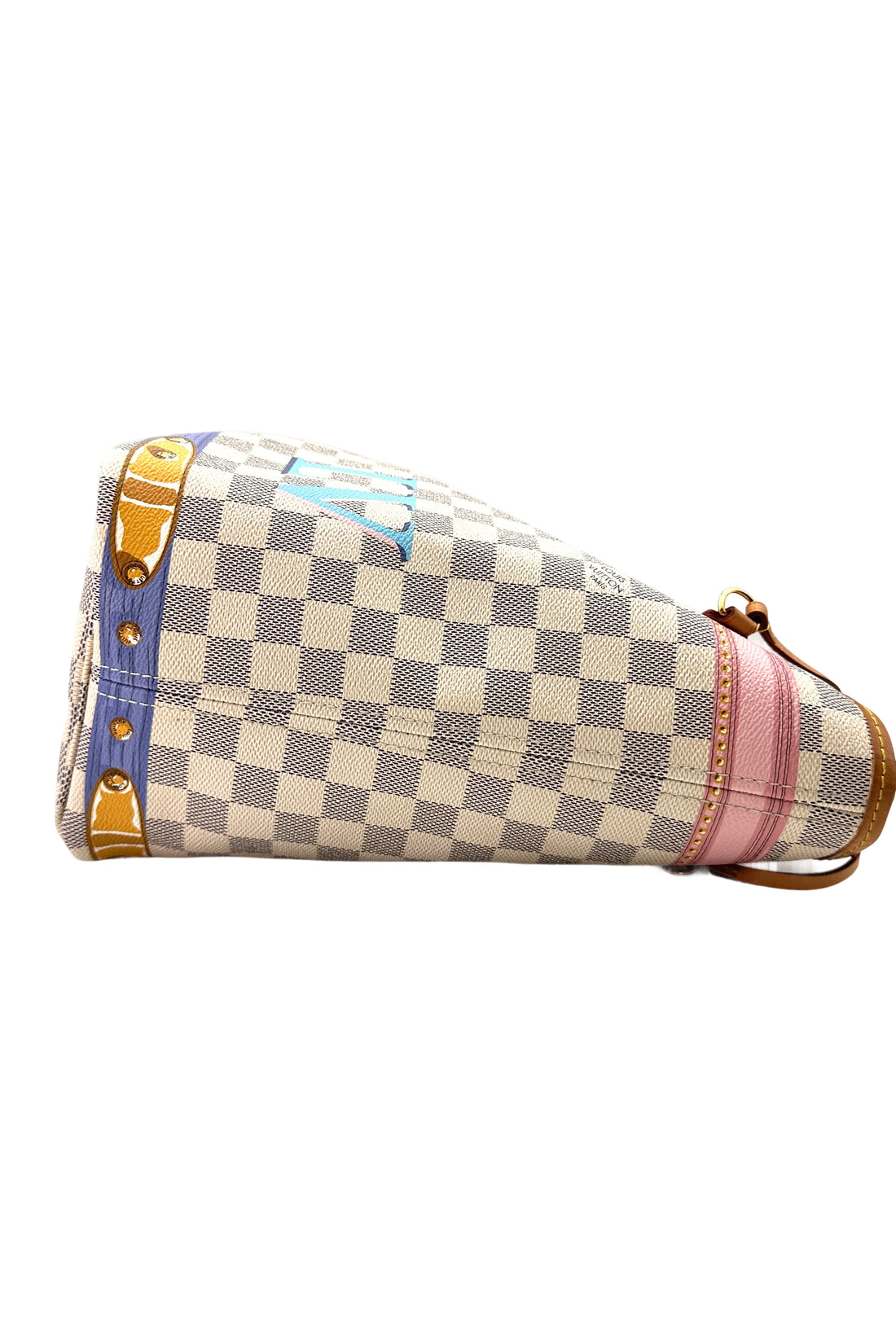 Louis Vuitton Neverfull Damier Azur Trompe L'oeil Tote Handle Bag With Pouch LV2306