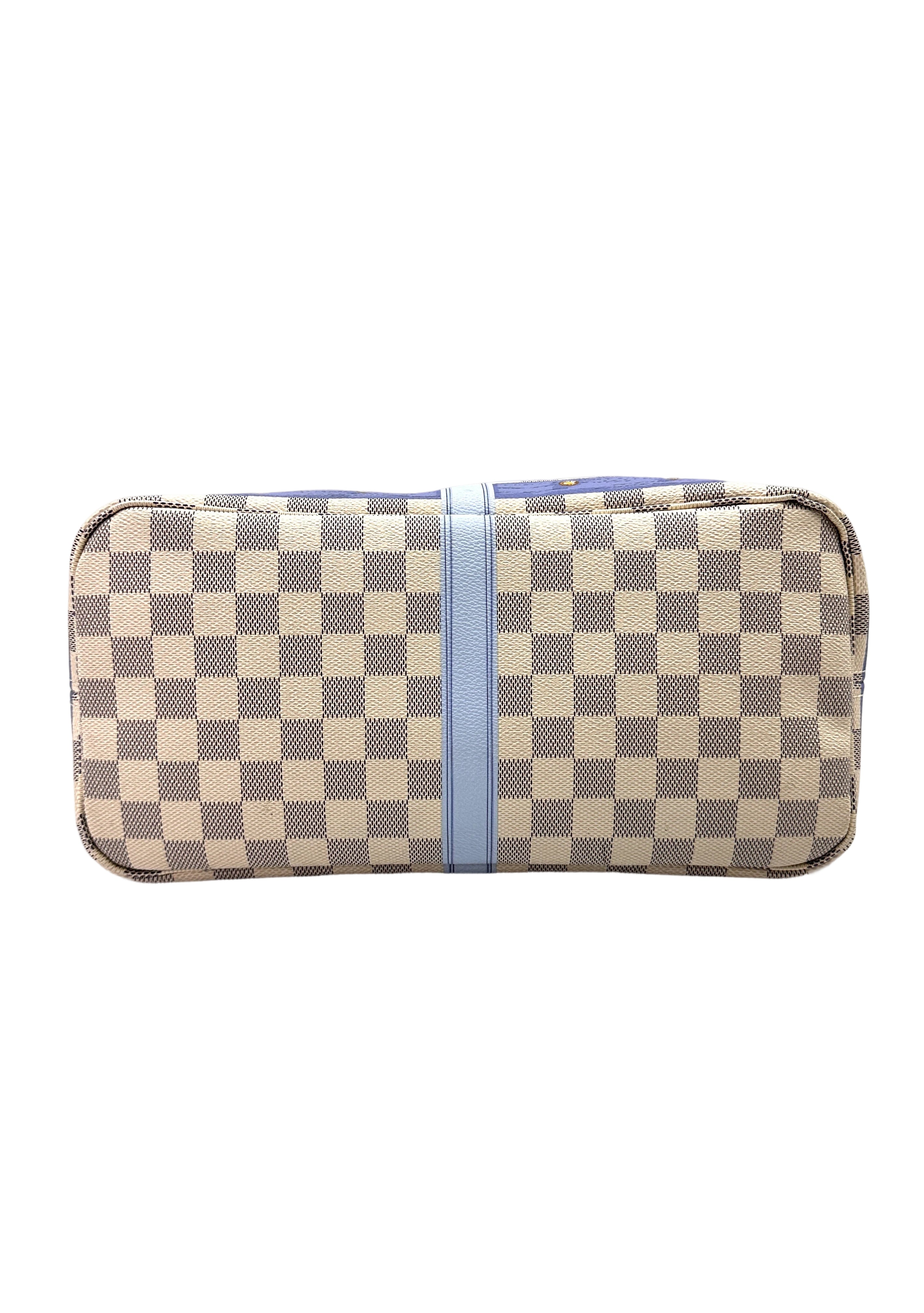 Louis Vuitton Neverfull Damier Azur Trompe L'oeil Tote Handle Bag With Pouch LV2306
