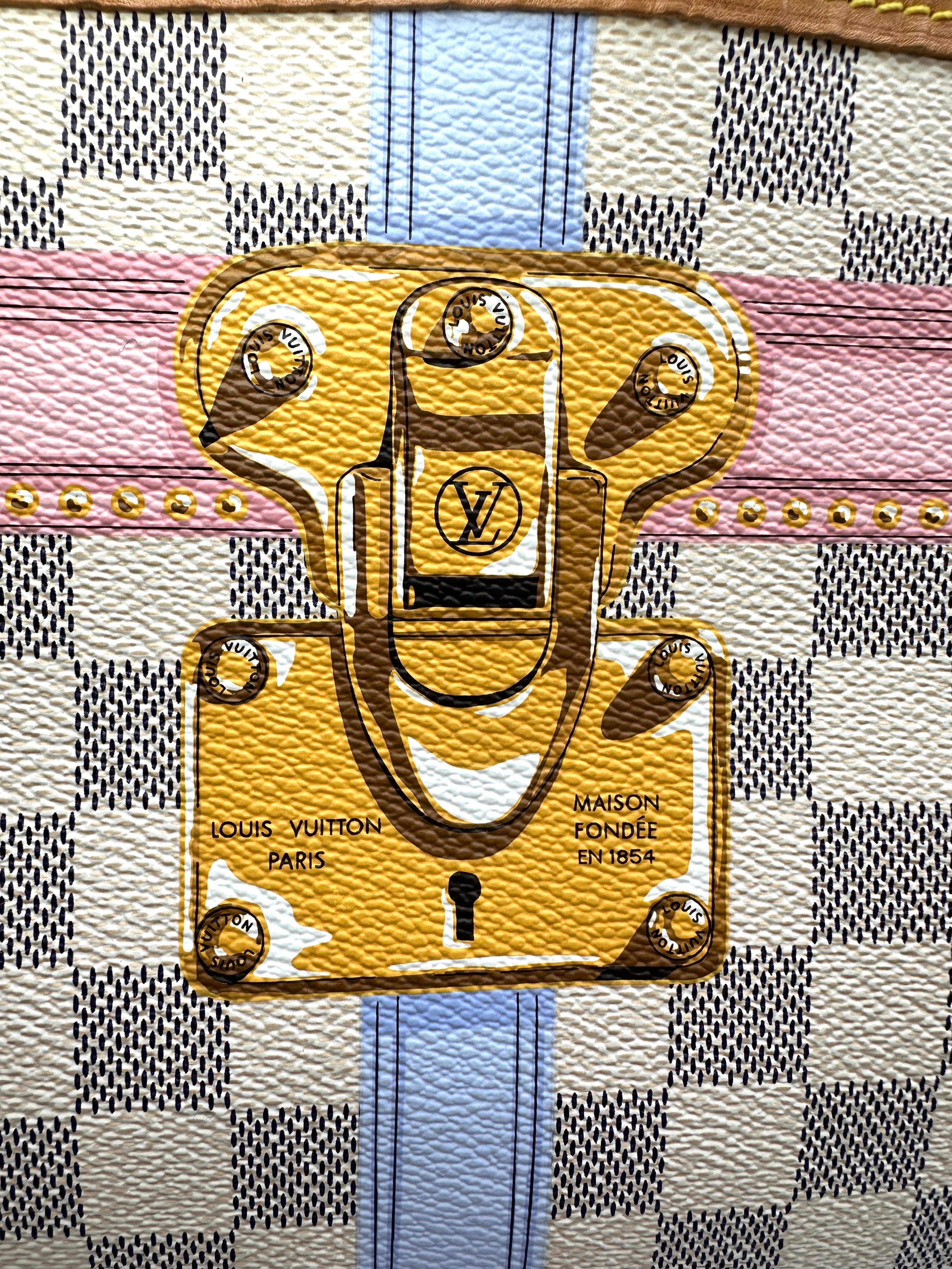 Louis Vuitton Neverfull Damier Azur Trompe L'oeil Tote Handle Bag With Pouch LV2306