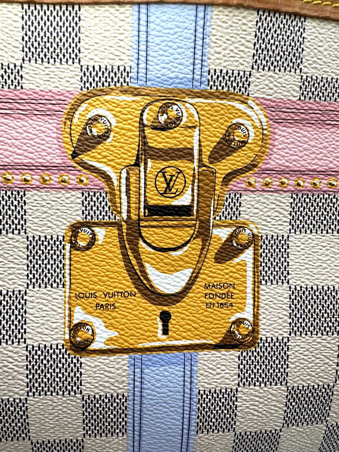 Louis Vuitton Neverfull Damier Azur Trompe L'oeil Tote Handle Bag With Pouch LV2306