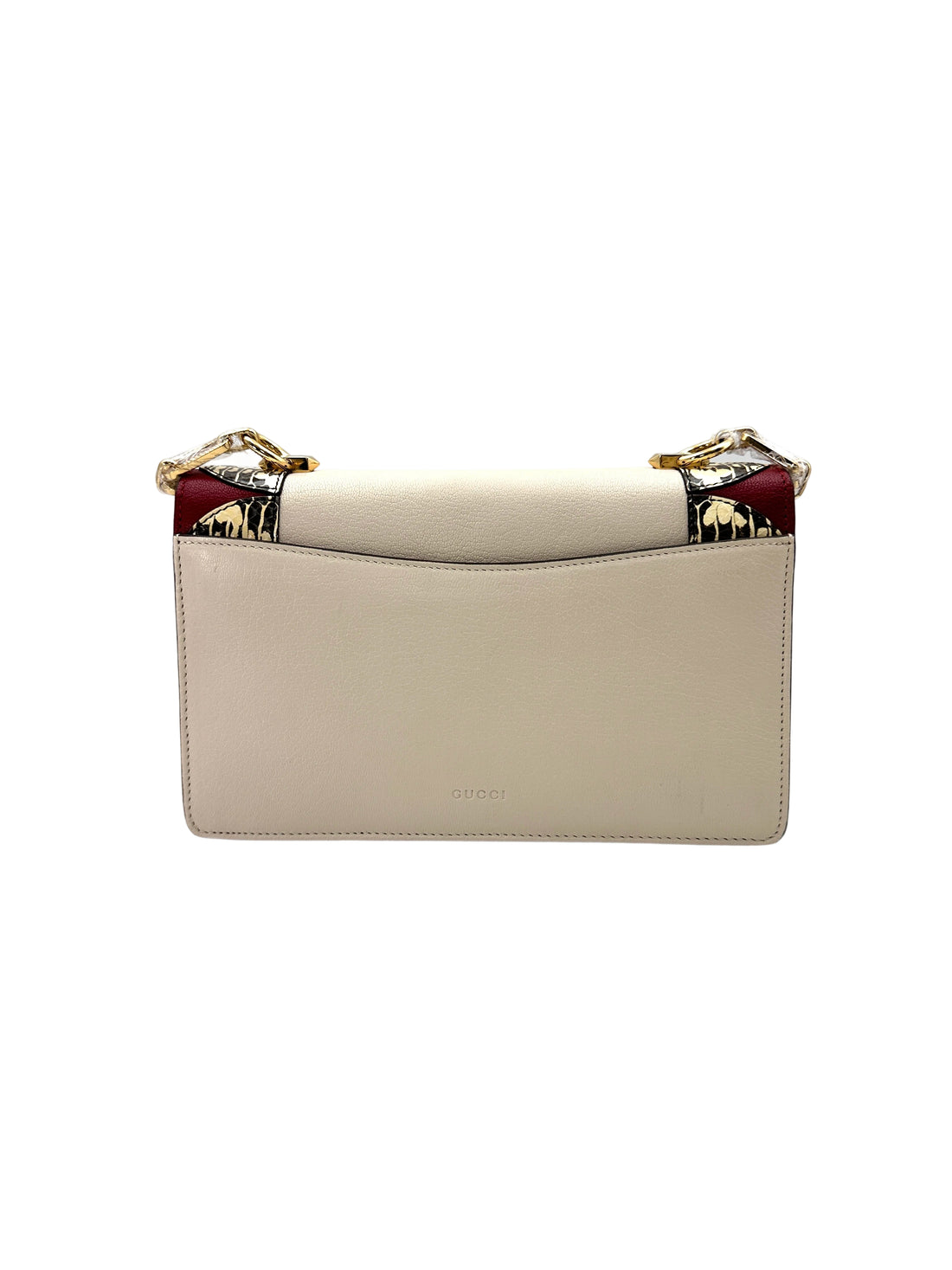 Gucci Broche White Leather Pearl Fox Head Shoulder Bag With Python Trim GG810