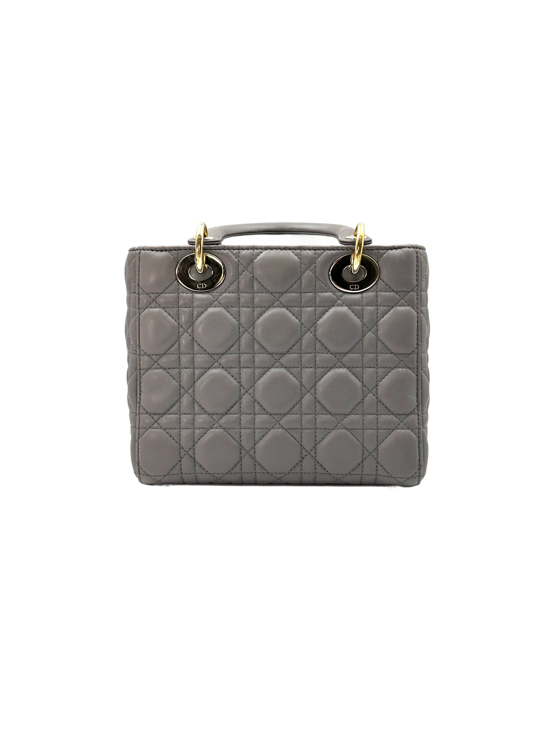 Christian Dior Lady Dior Grey Cannage Leather Handle Bag With Customizable Shoulder Strap DR620