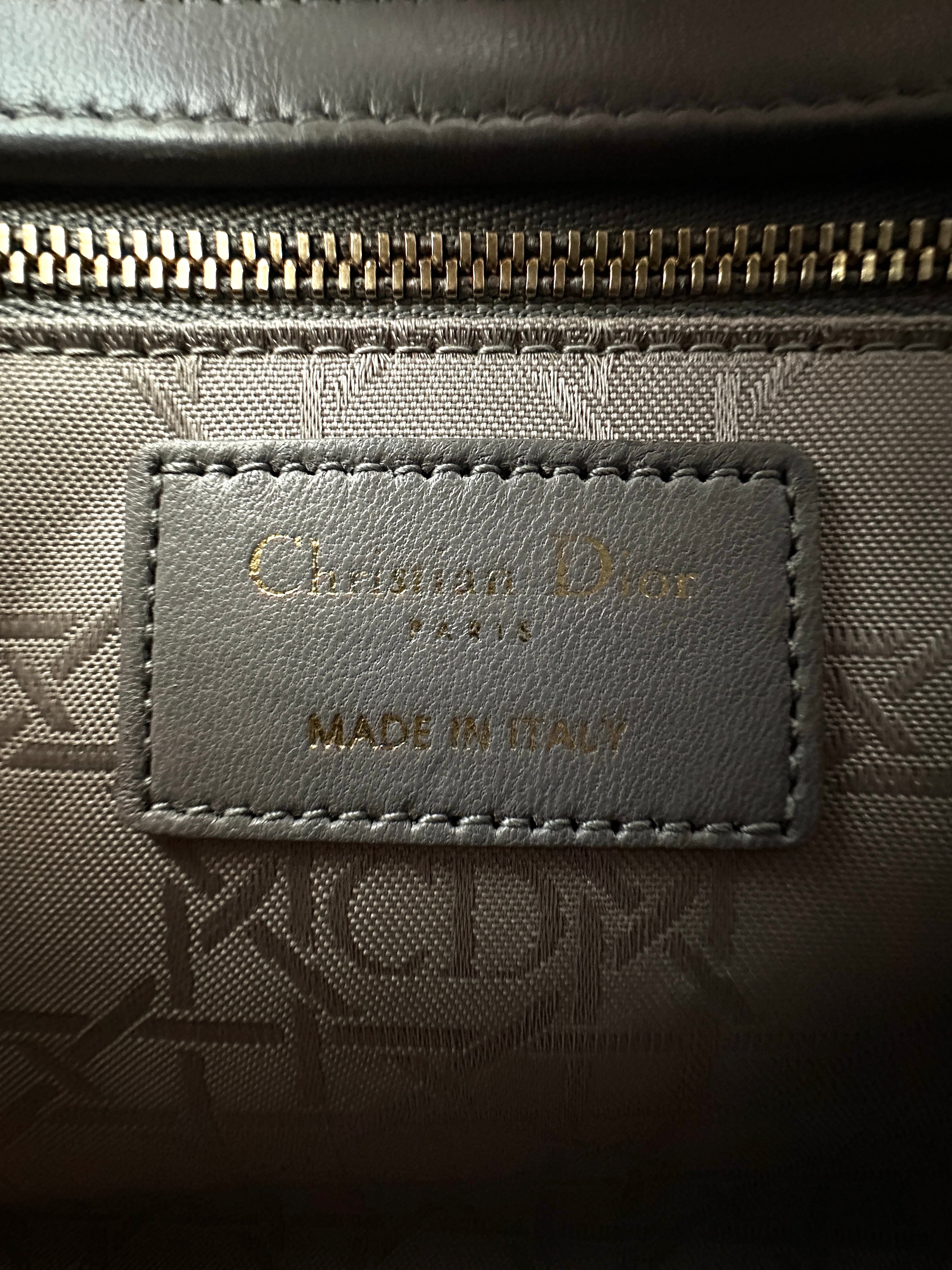 Christian Dior Lady Dior Grey Cannage Leather Handle Bag With Customizable Shoulder Strap DR620