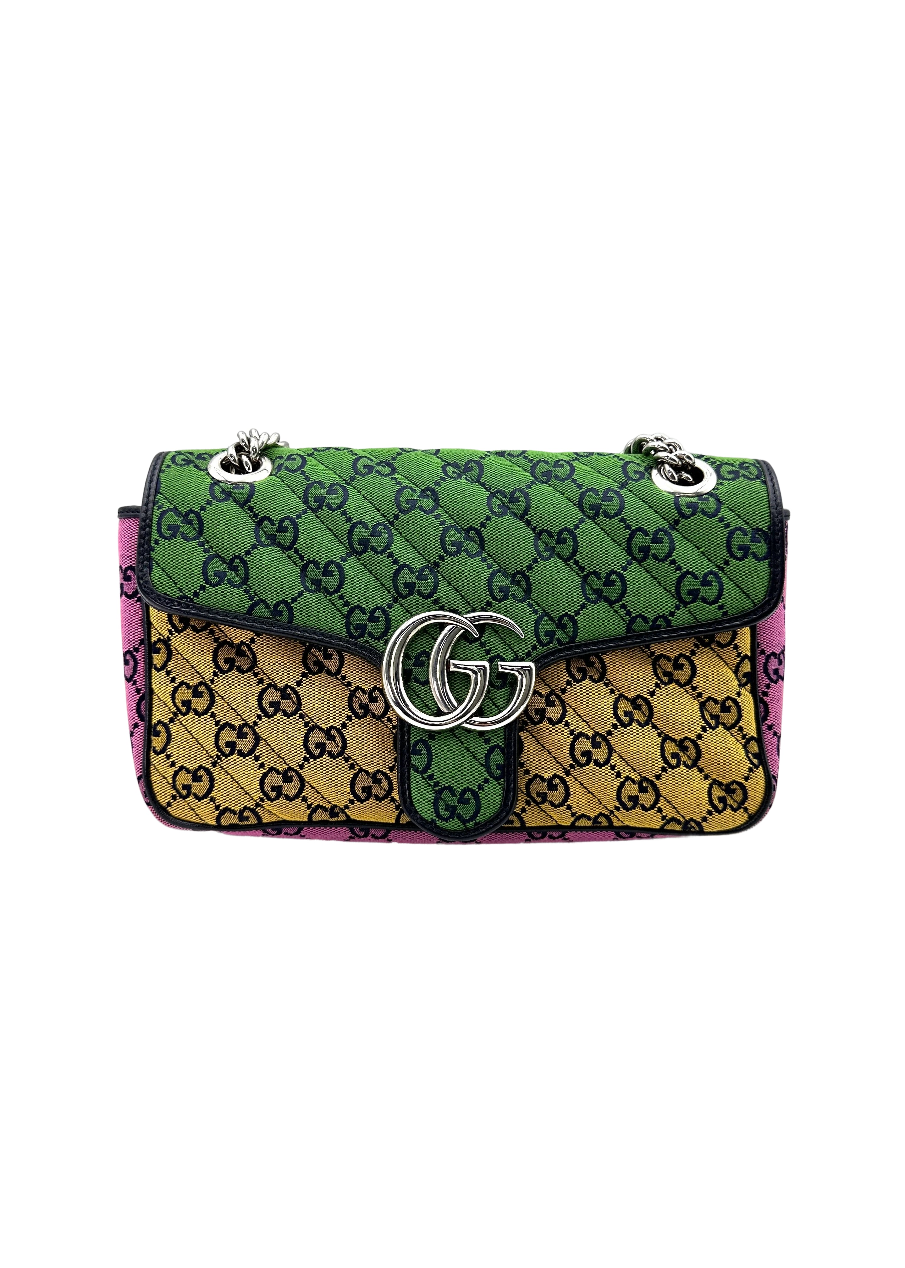 Gucci GG Marmont Multicolor Diagonal Quilted Canvas Shoulder Bag GG814
