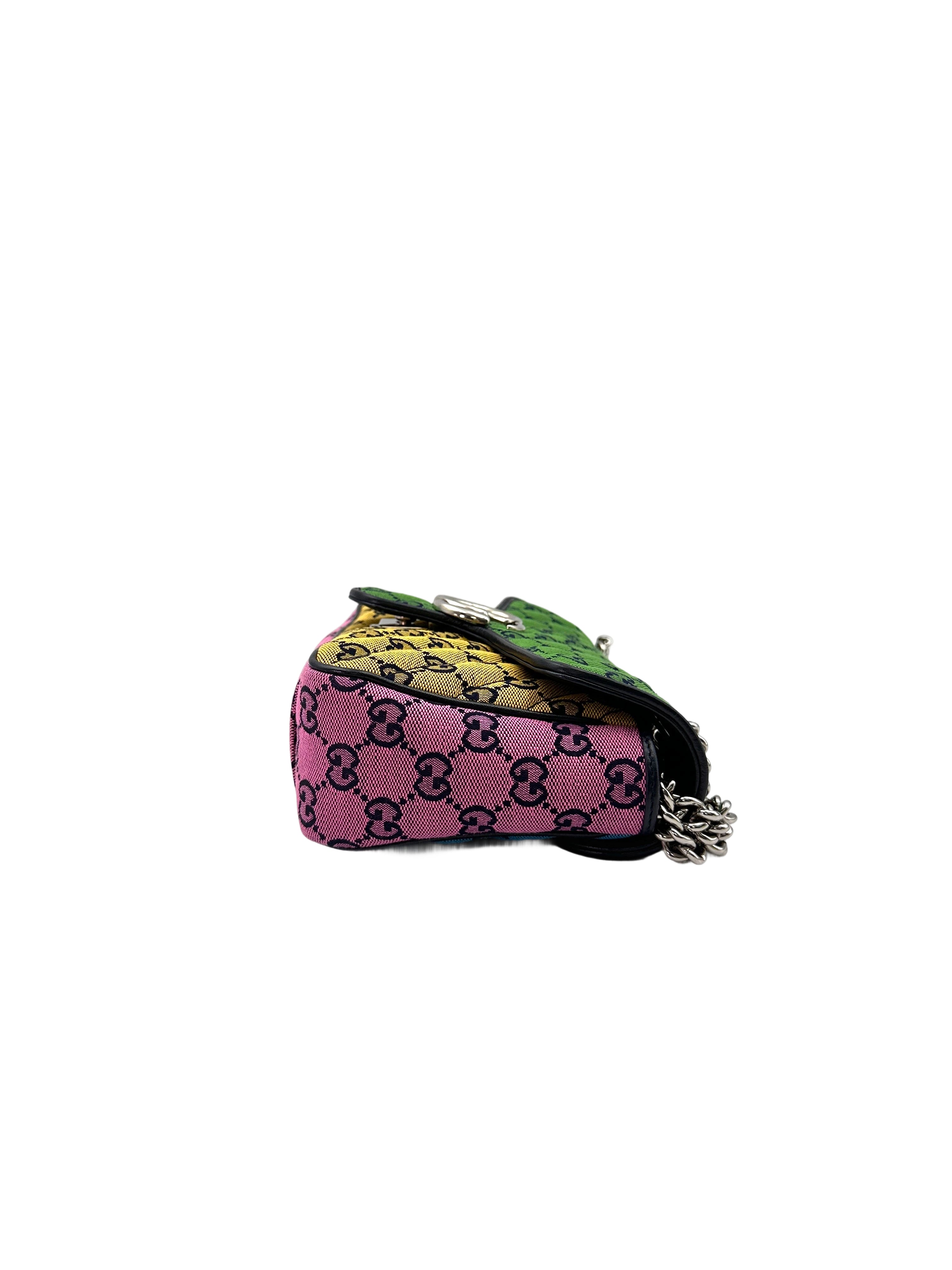 Gucci GG Marmont Multicolor Diagonal Quilted Canvas Shoulder Bag GG814