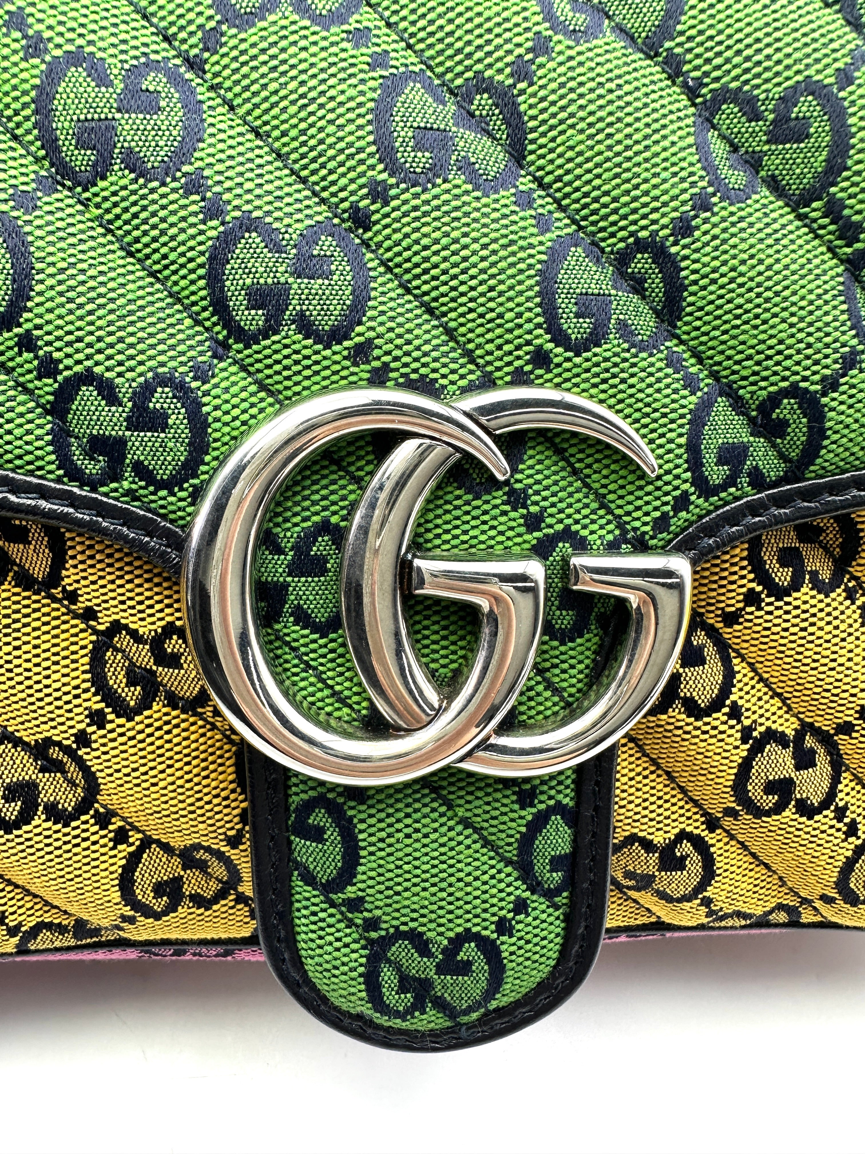 Gucci GG Marmont Multicolor Diagonal Quilted Canvas Shoulder Bag GG814