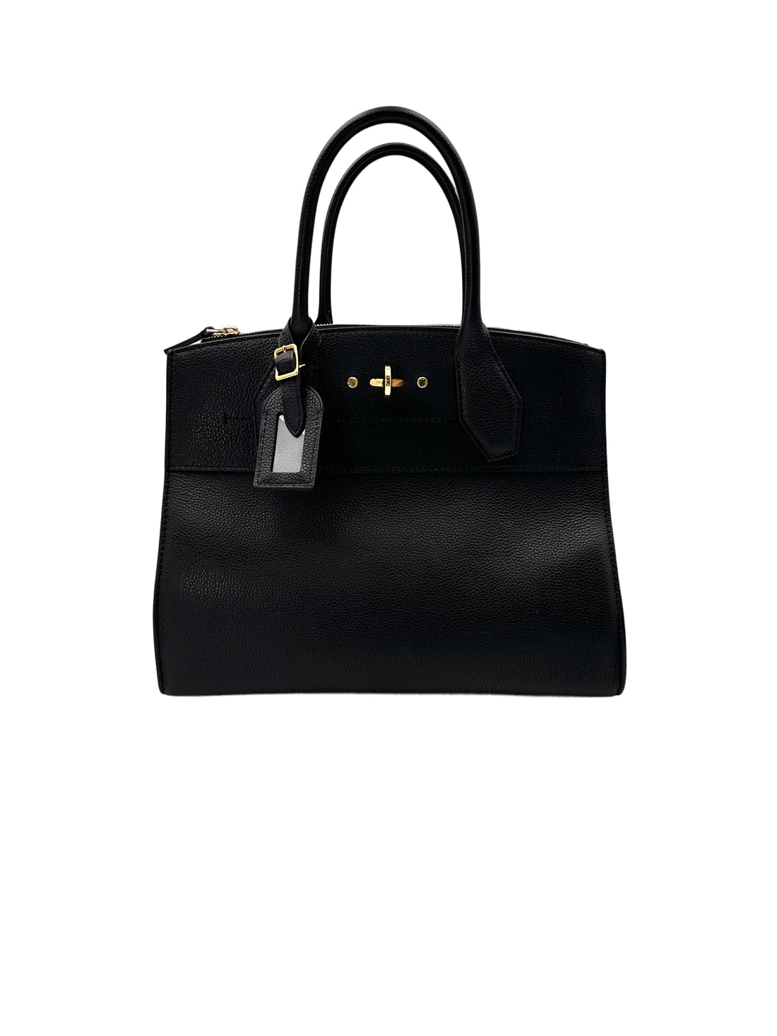 Louis Vuitton City Steamer Black Leather Medium Size Handle Bag LV2316