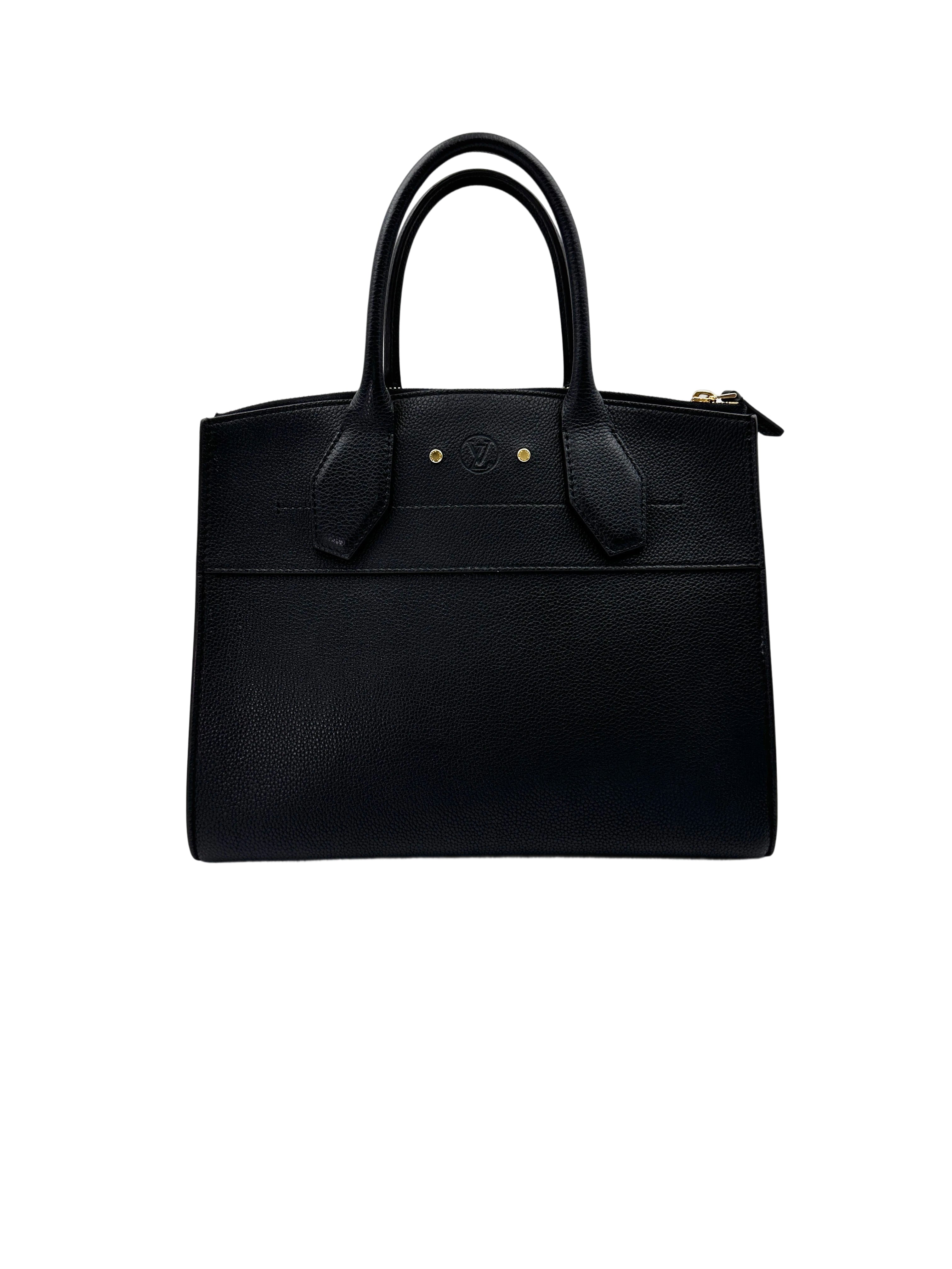 Louis Vuitton City Steamer Black Leather Medium Size Handle Bag LV2316