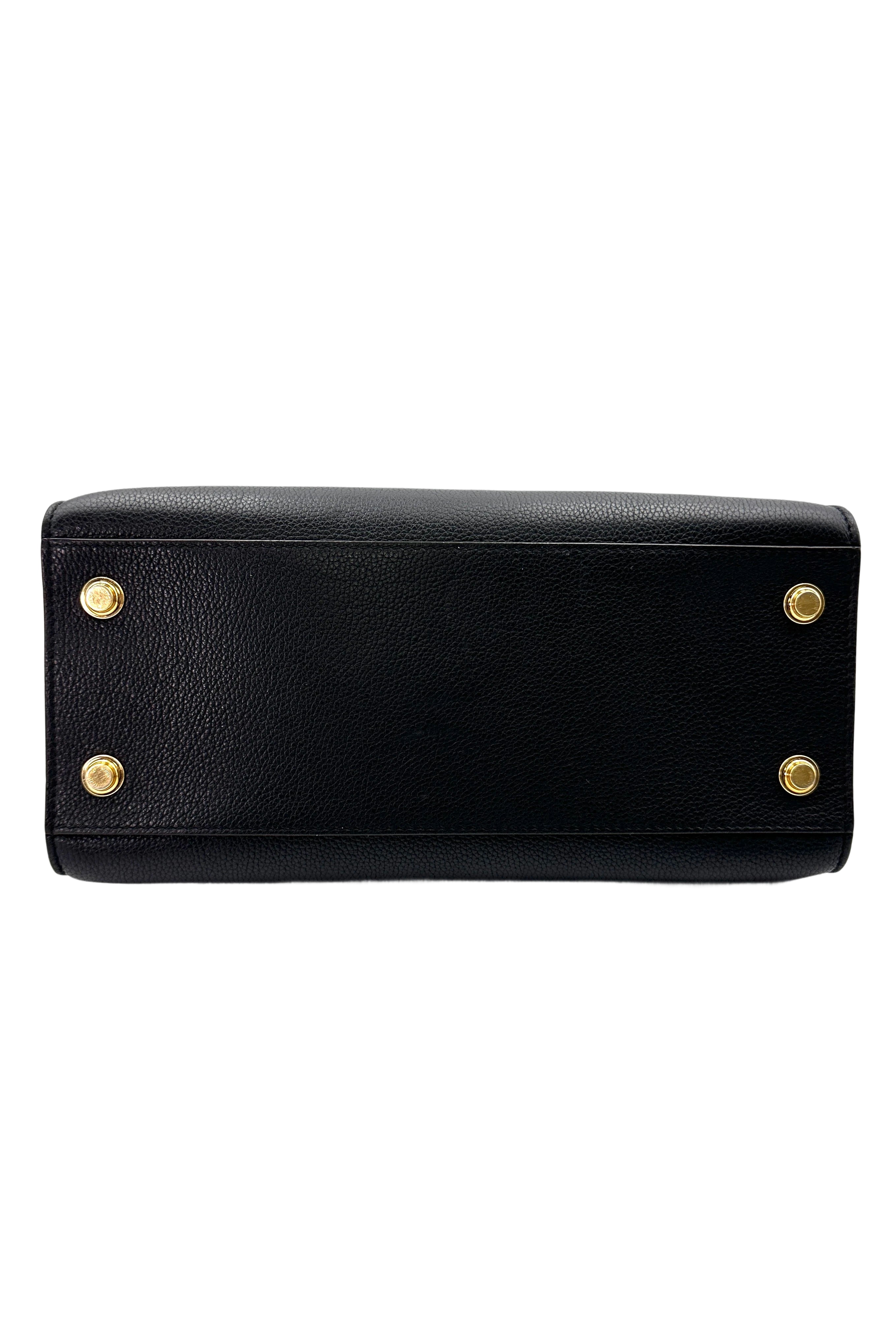 Louis Vuitton City Steamer Black Leather Medium Size Handle Bag LV2316