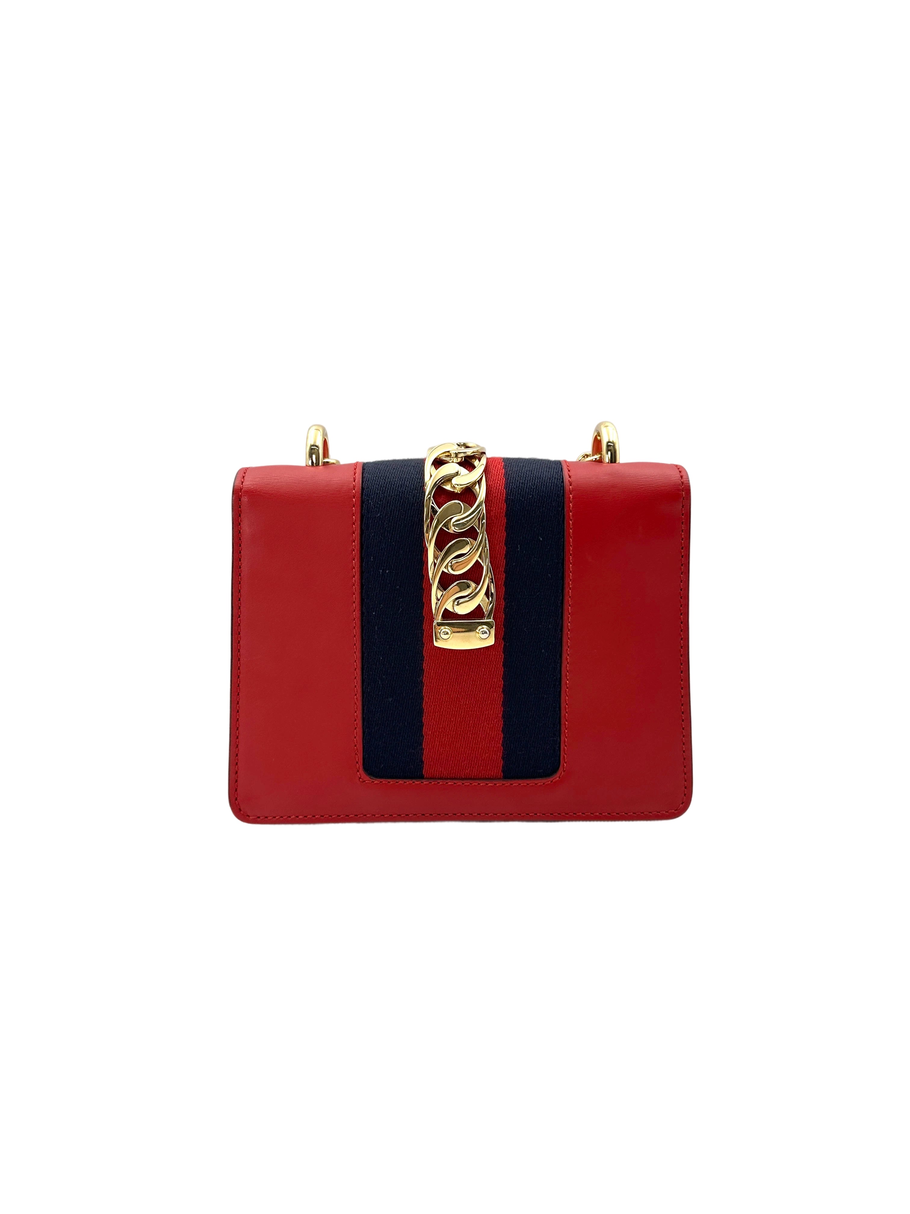 Gucci Sylvie Red Leather Small Size Shoulder Bag GG815