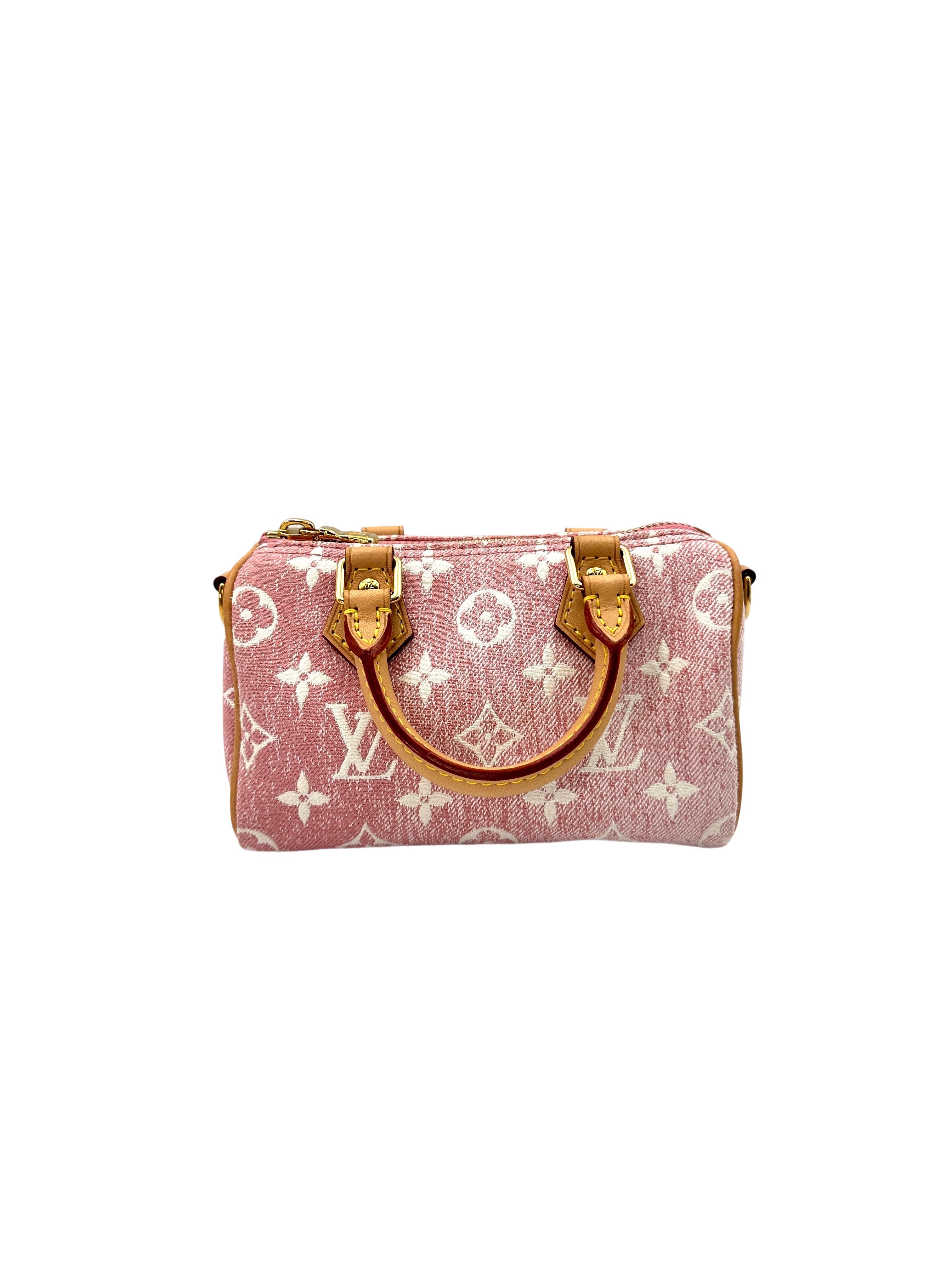Louis Vuitton Nano Speedy Pink Monogram Jacquard Denim Handle Bag LV2315