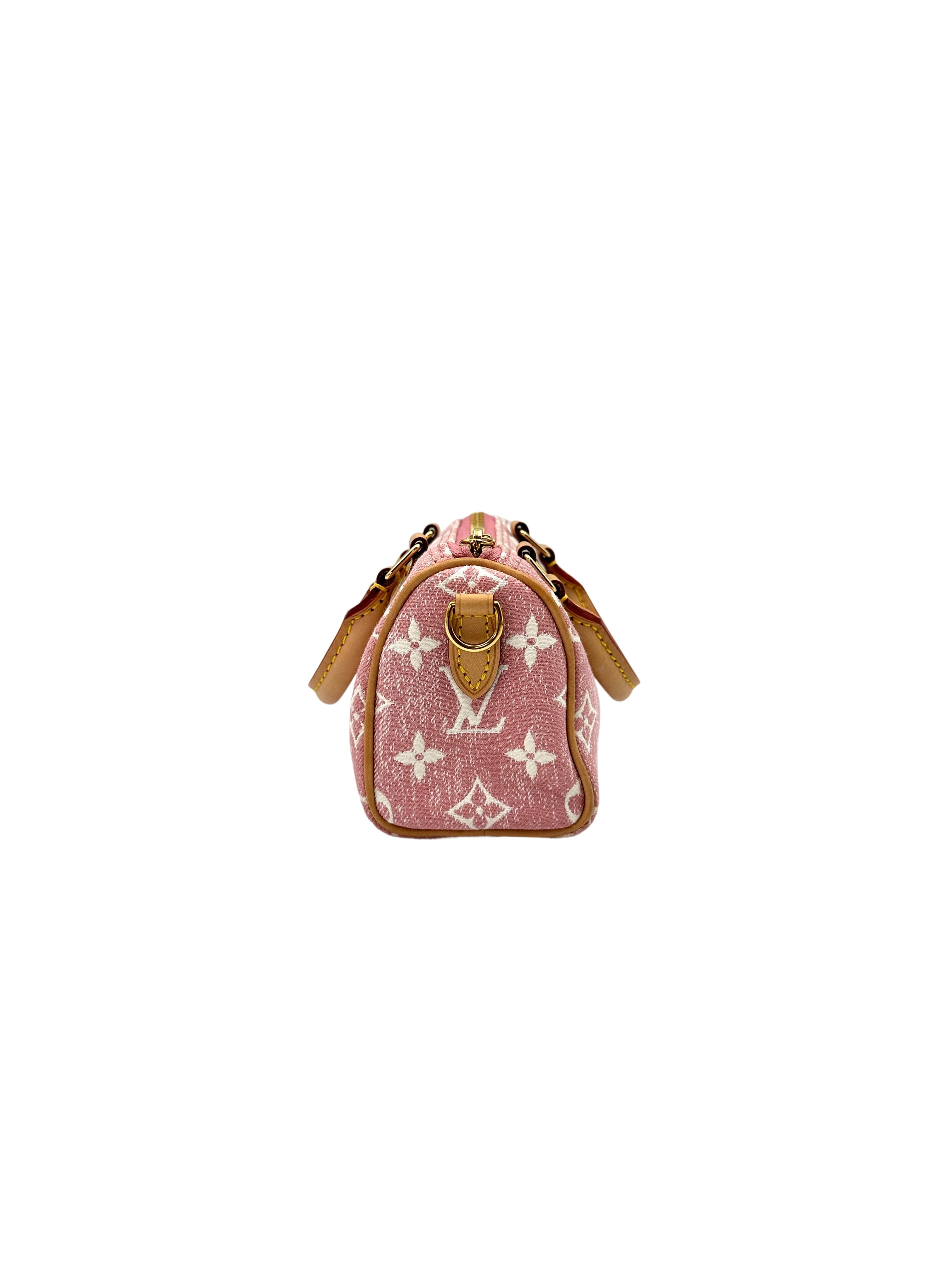 Louis Vuitton Nano Speedy Pink Monogram Jacquard Denim Handle Bag LV2315