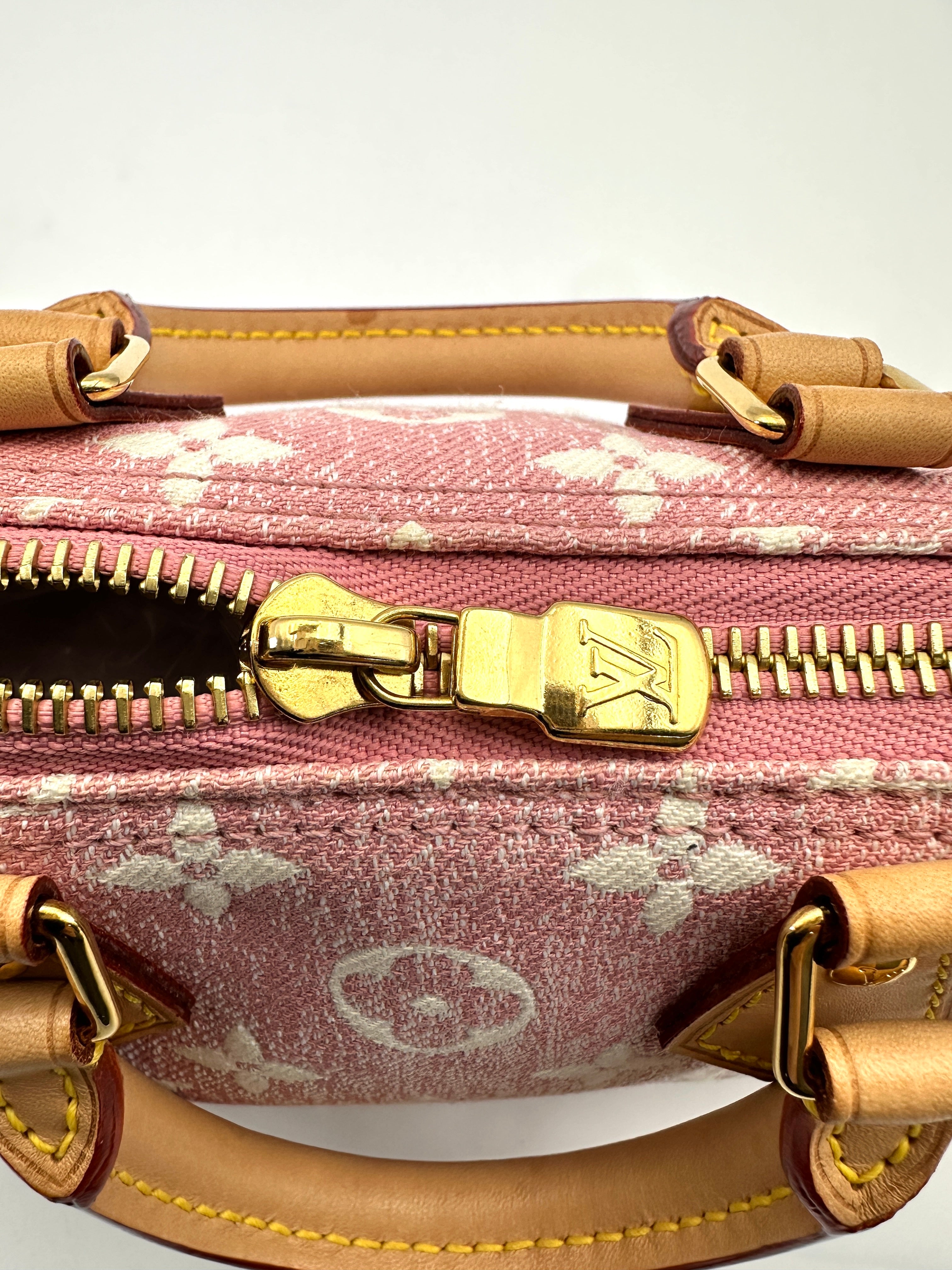 Louis Vuitton Nano Speedy Pink Monogram Jacquard Denim Handle Bag LV2315