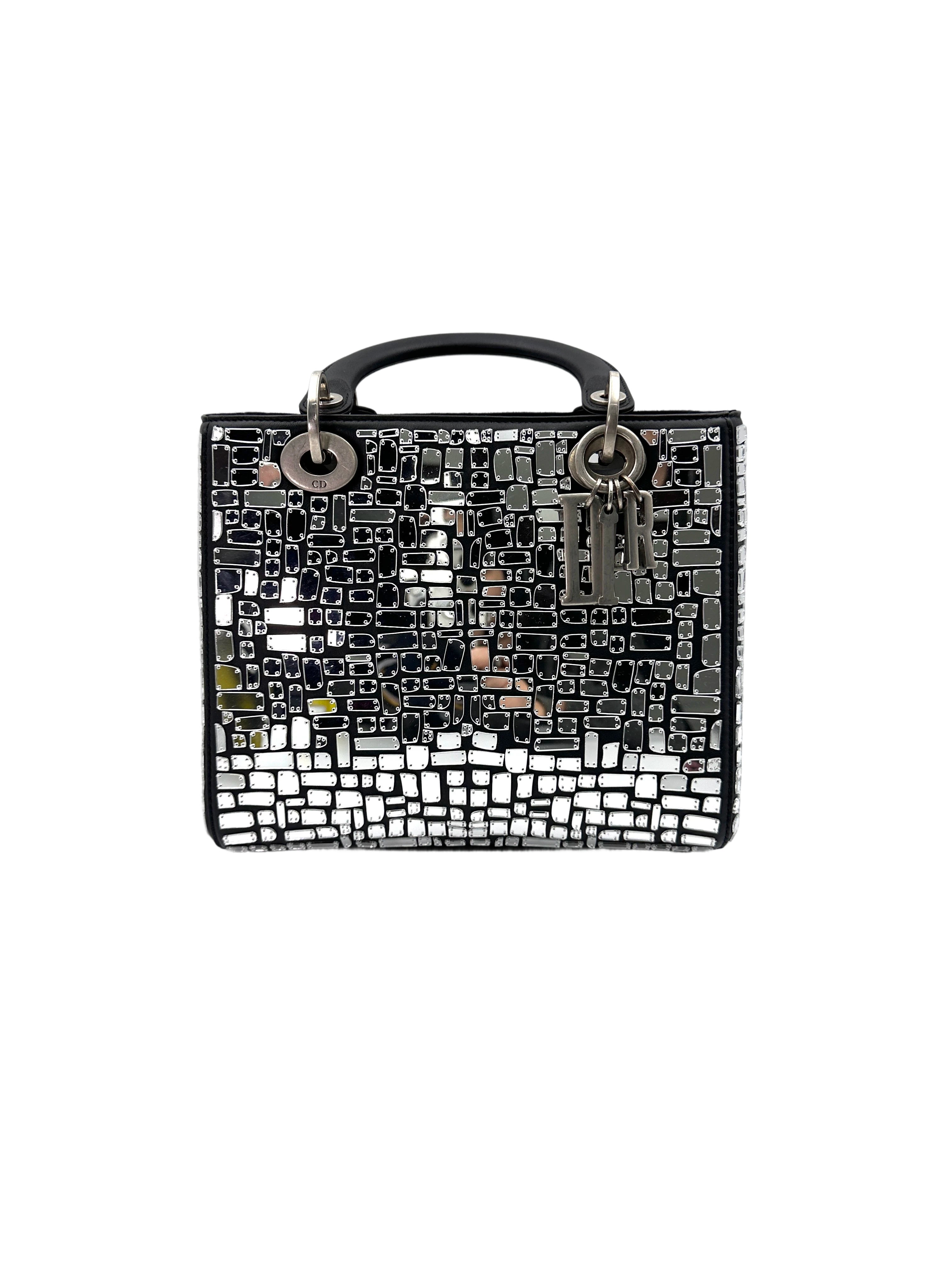 Christian Dior Lady Dior Mosaic Of Mirrors Sequin Embroidered Leather Handle Bag DR621