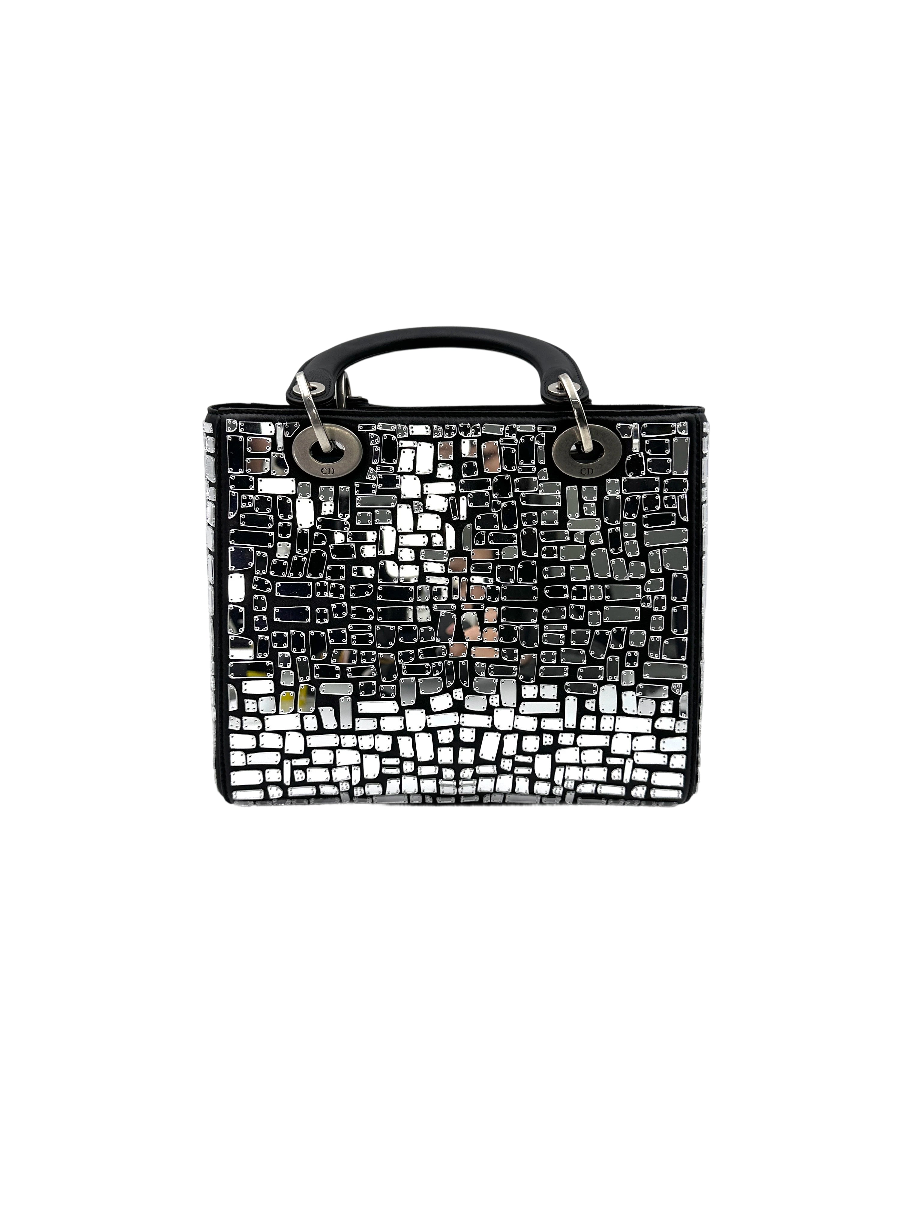 Christian Dior Lady Dior Mosaic Of Mirrors Sequin Embroidered Leather Handle Bag DR621