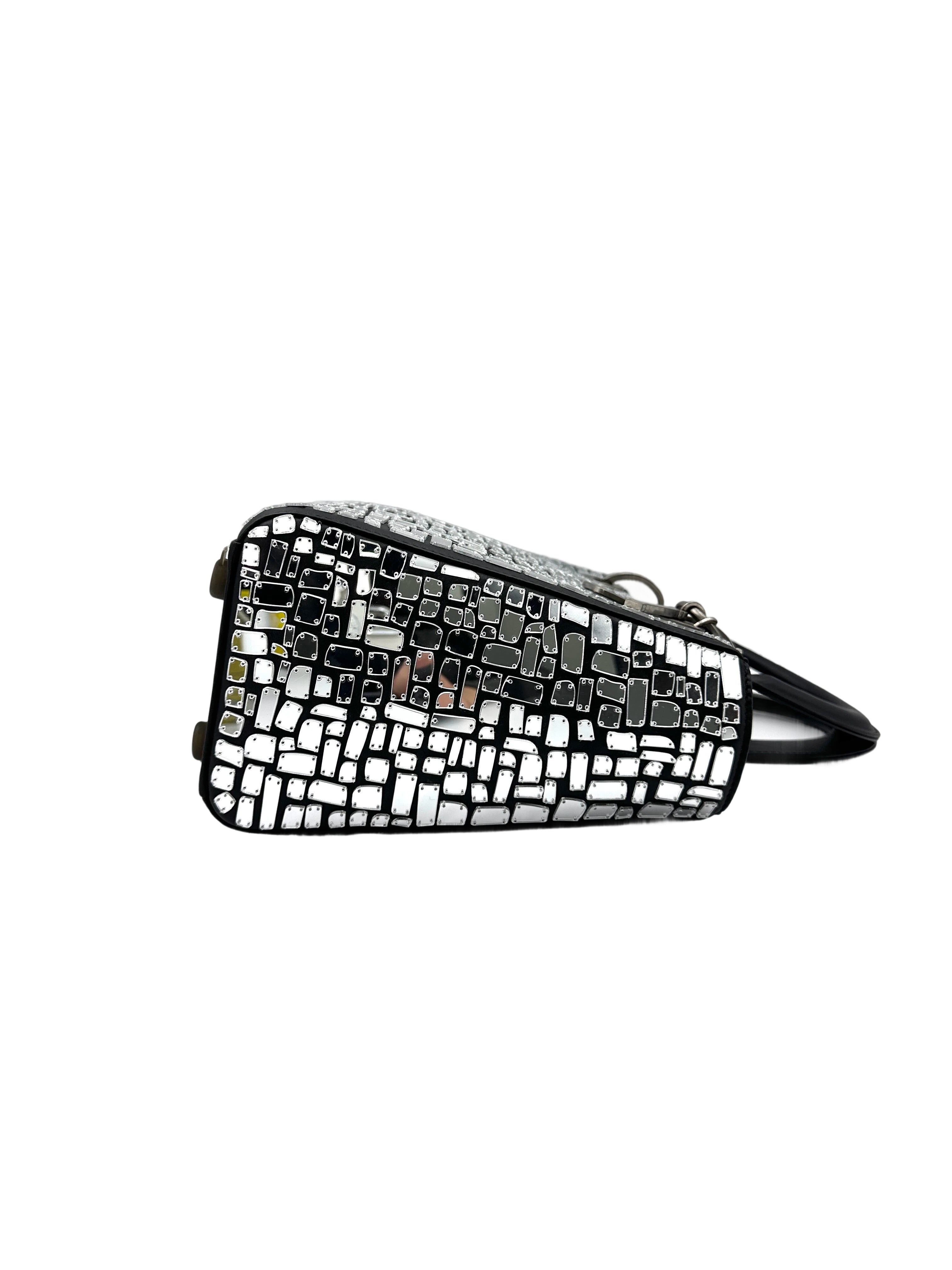 Christian Dior Lady Dior Mosaic Of Mirrors Sequin Embroidered Leather Handle Bag DR621