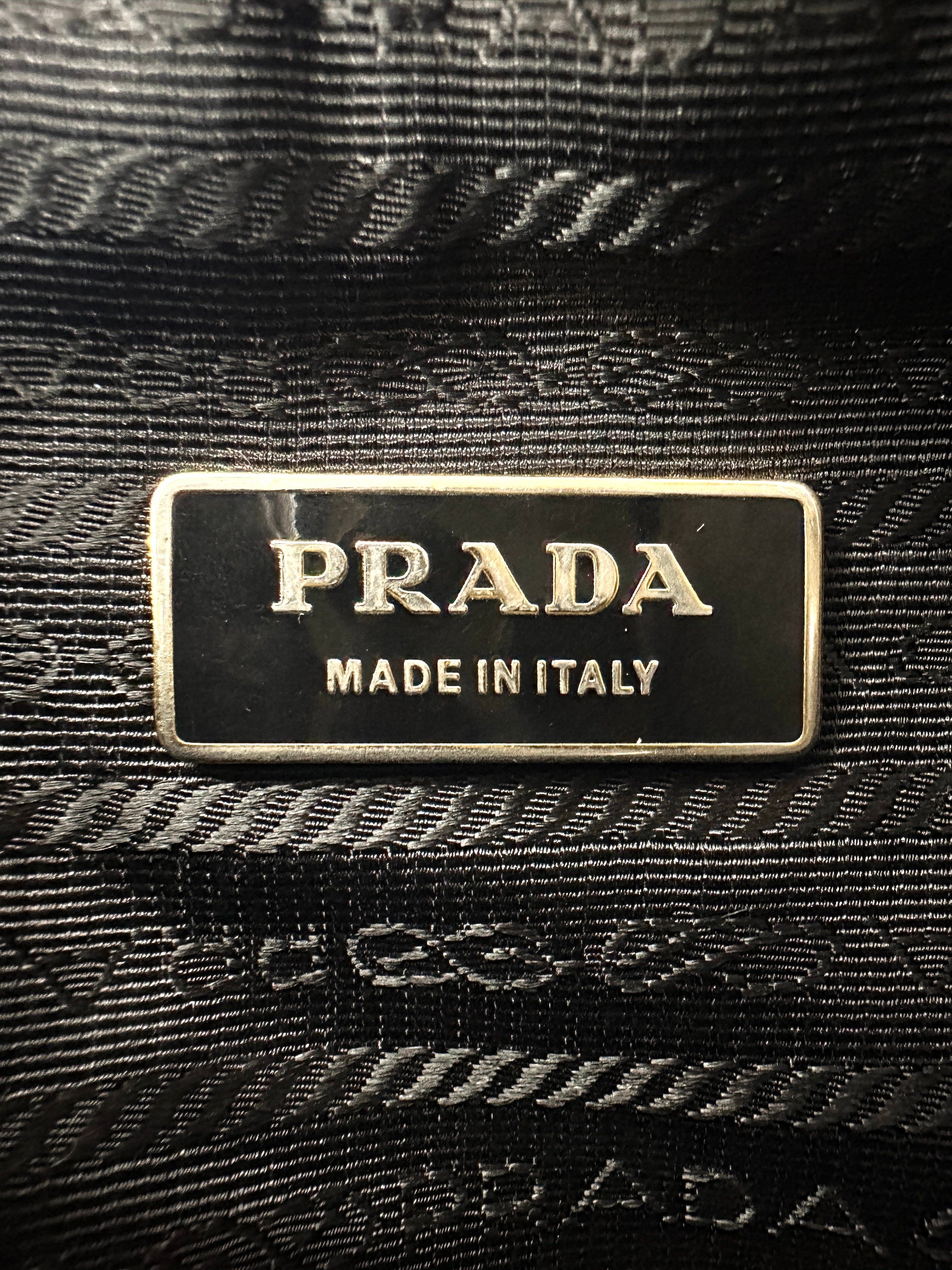 Prada Black Nappa Leather Rose Applique Shoulder Bag PR225