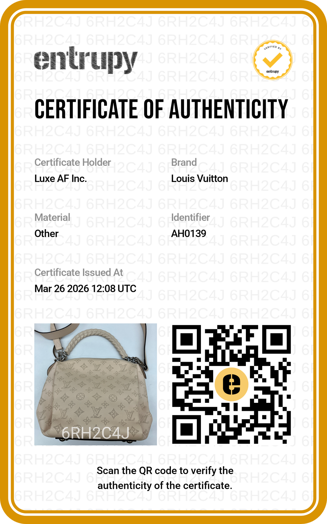 Louis Vuitton Mahina Babylone Beige Monogram Chain Bag LV2323
