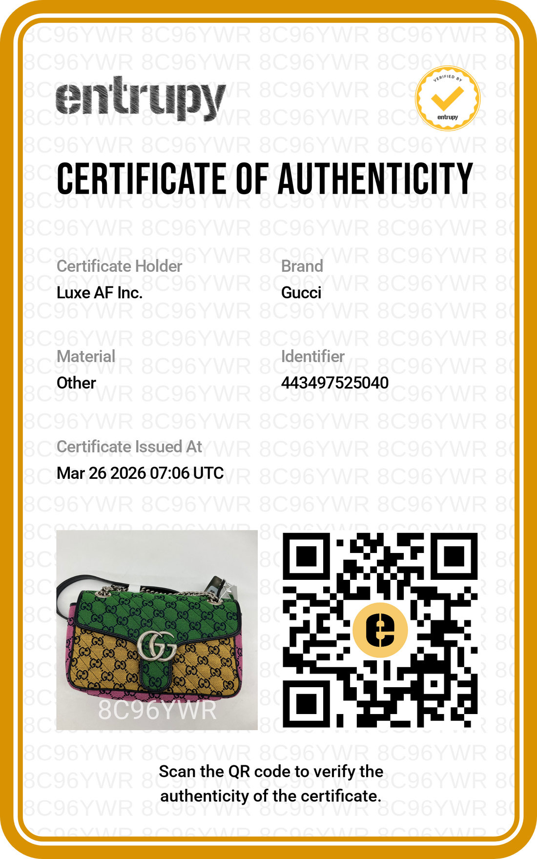 Gucci GG Marmont Multicolor Diagonal Quilted Canvas Shoulder Bag GG814