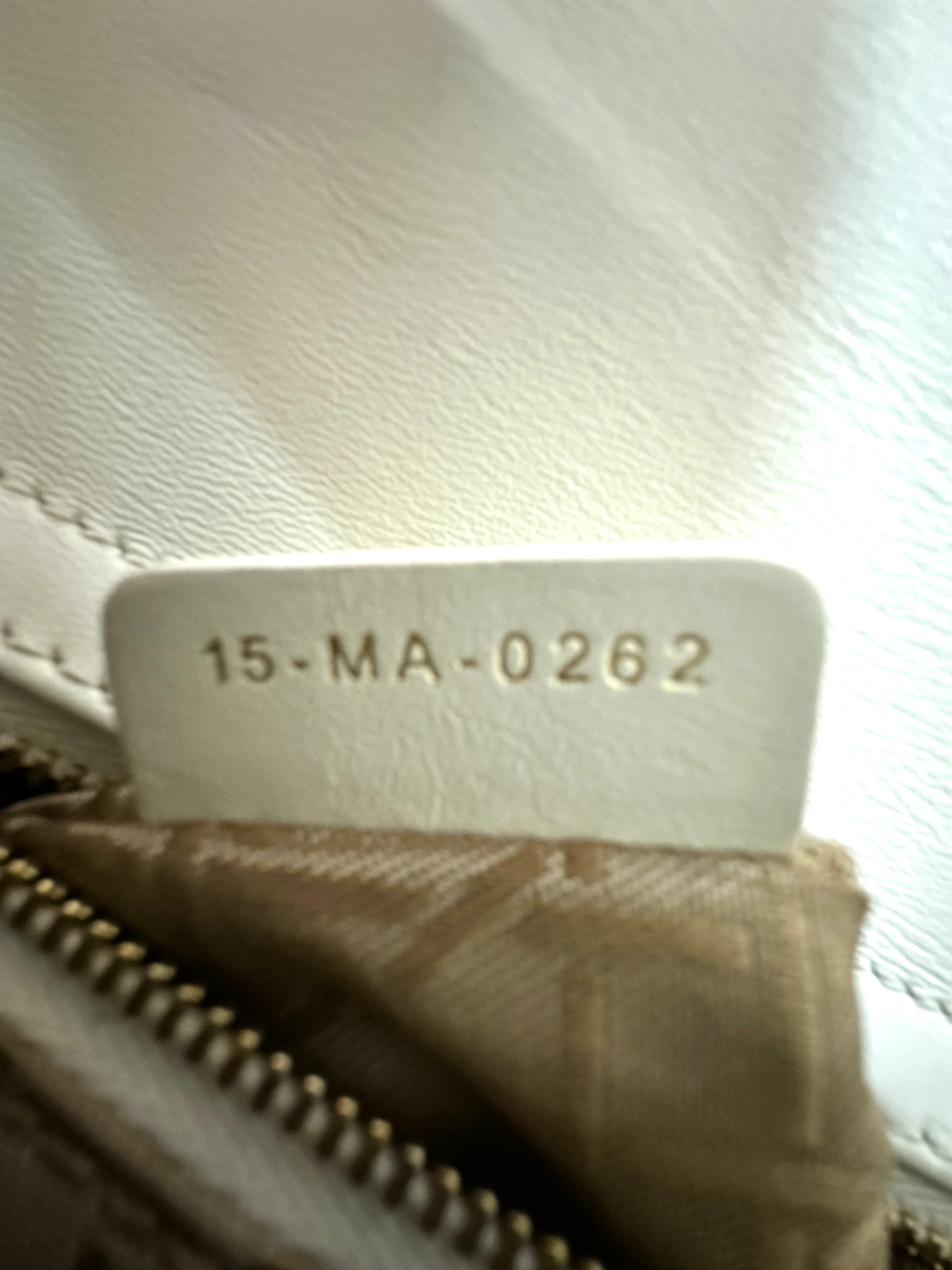 Christian Dior Lady Dior White Cannage Lambskin Handle Bag With Gold Charms DR624