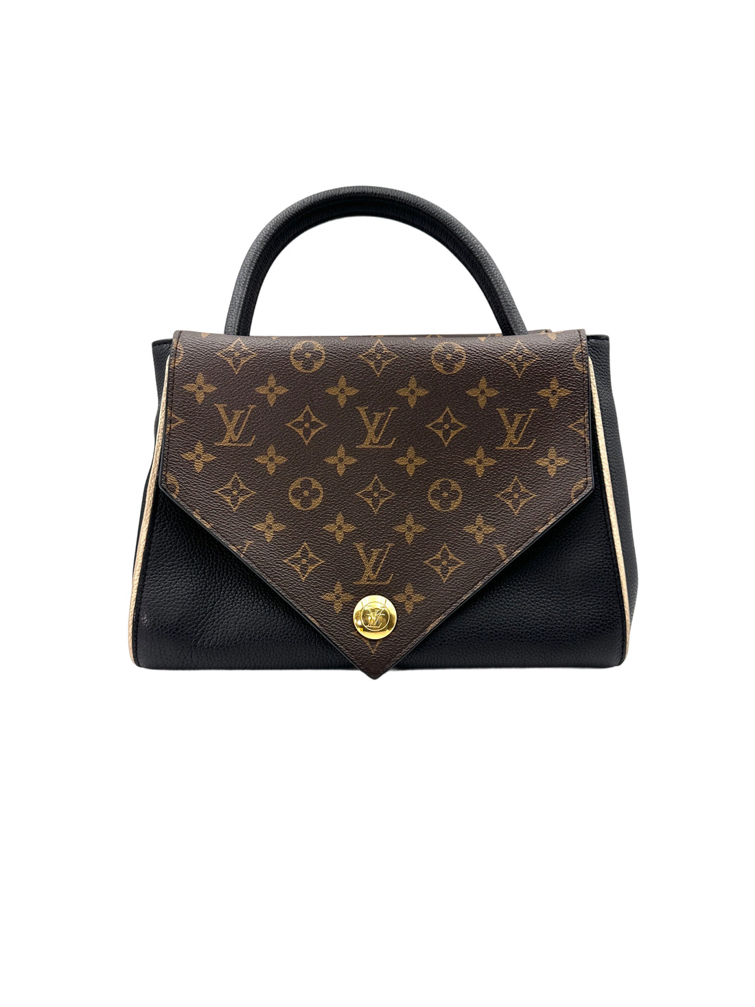 Louis Vuitton Double V Monogram Canvas And Black Grained Leather Handle Bag LV2324