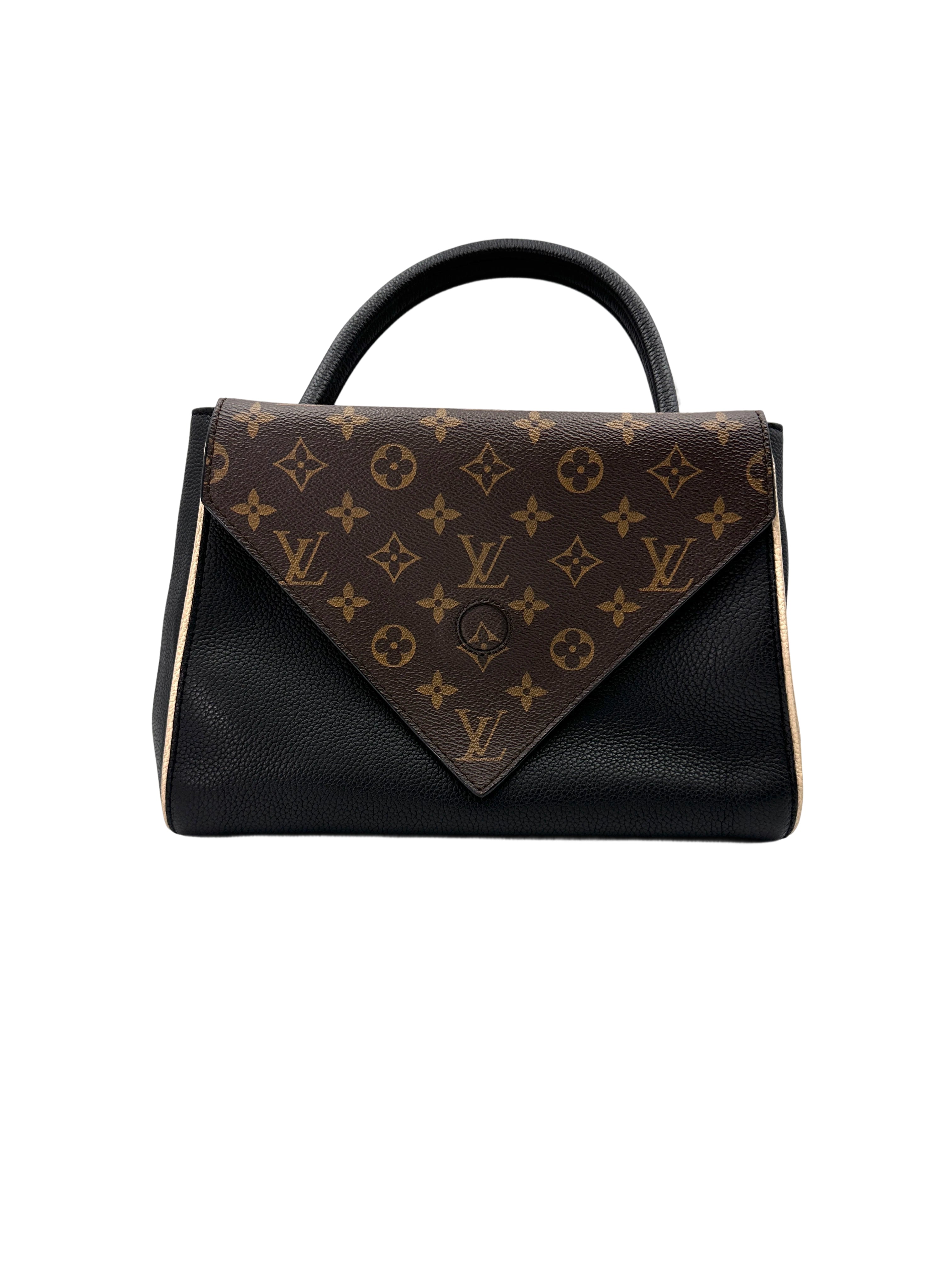 Louis Vuitton Double V Monogram Canvas And Black Grained Leather Handle Bag LV2324