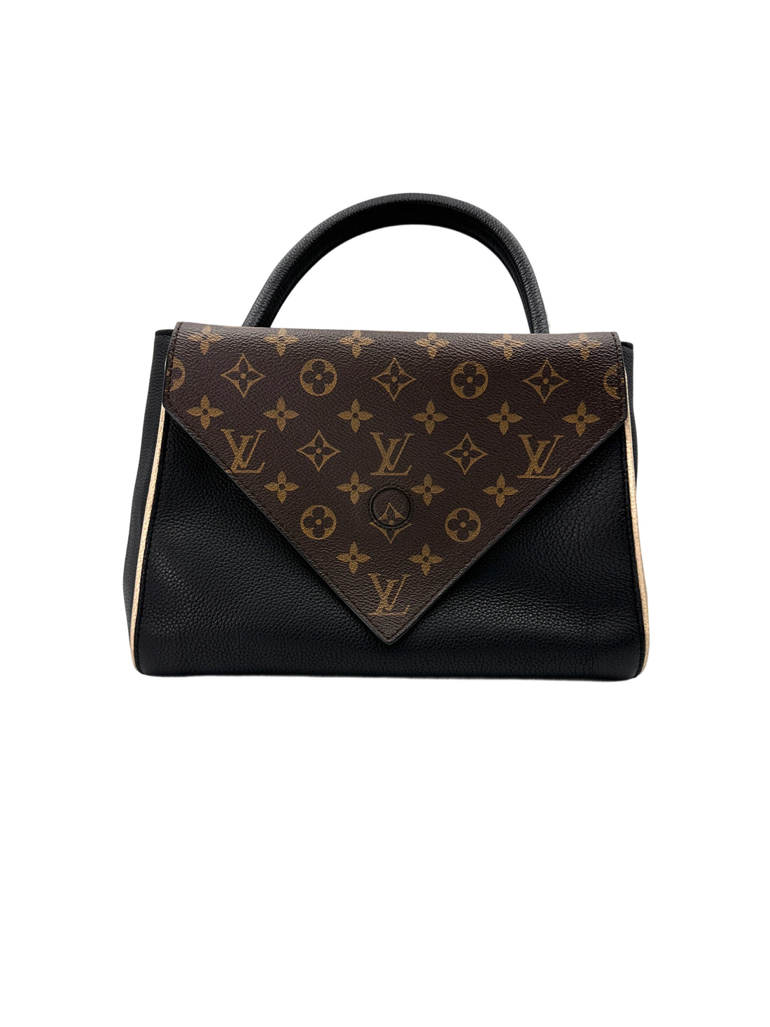 Louis Vuitton Double V Monogram Canvas And Black Grained Leather Handle Bag LV2324