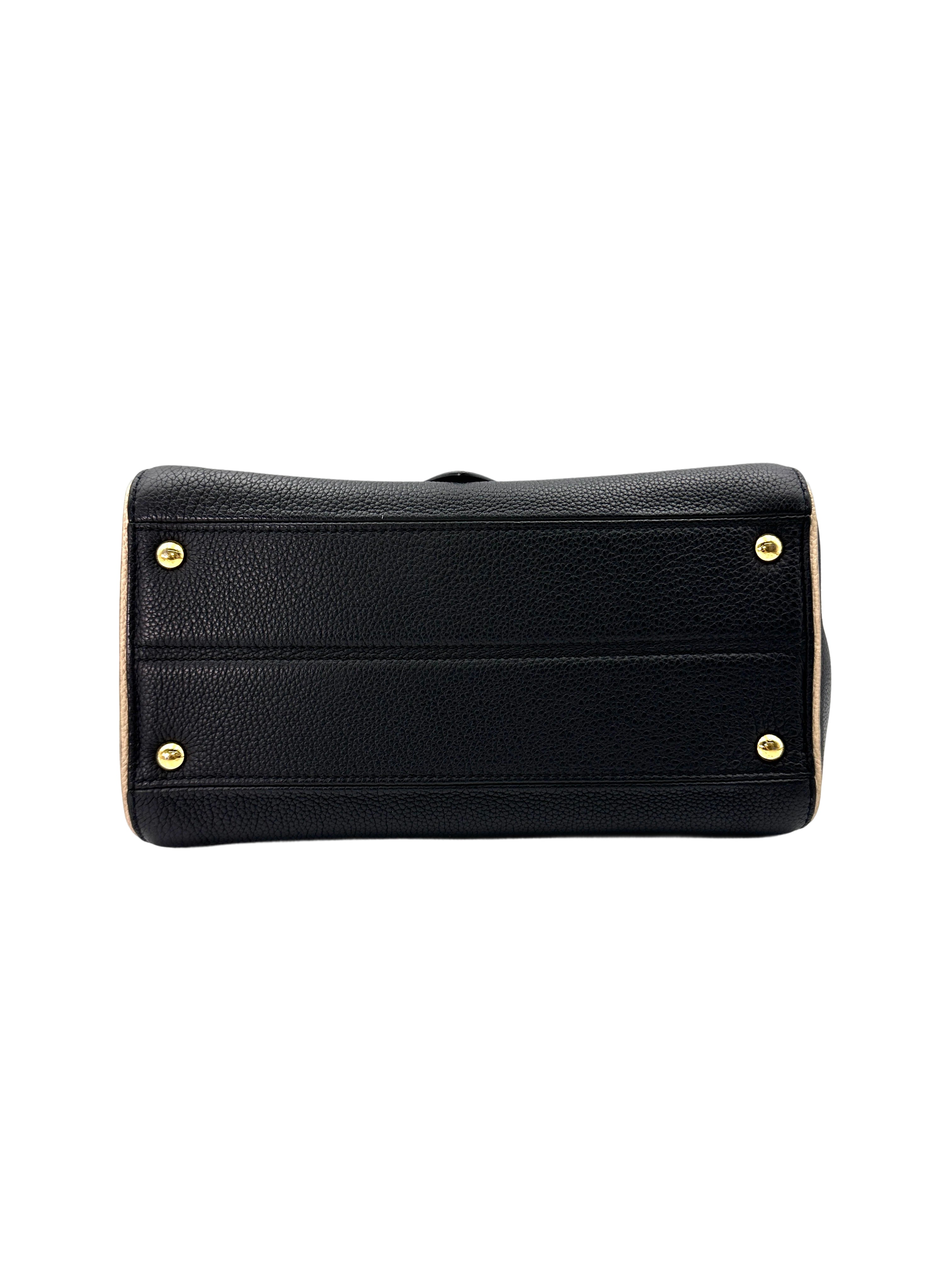 Louis Vuitton Double V Monogram Canvas And Black Grained Leather Handle Bag LV2324