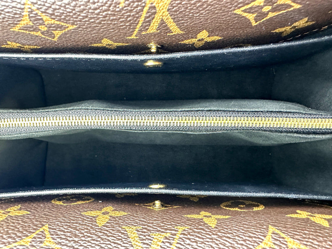 Louis Vuitton Double V Monogram Canvas And Black Grained Leather Handle Bag LV2324