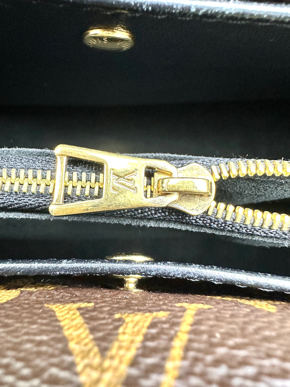 Louis Vuitton Double V Monogram Canvas And Black Grained Leather Handle Bag LV2324