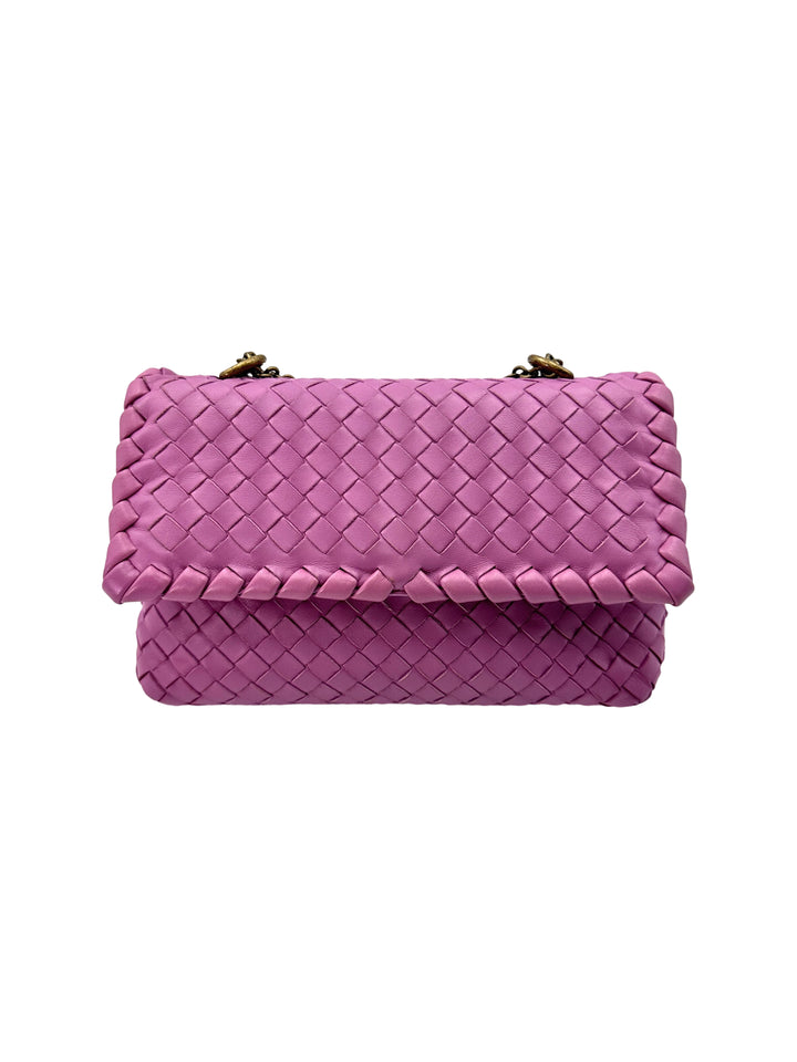 Bottega Veneta Olimpia Pink Intrecciato Leather Small Size Shoulder Bag BV116