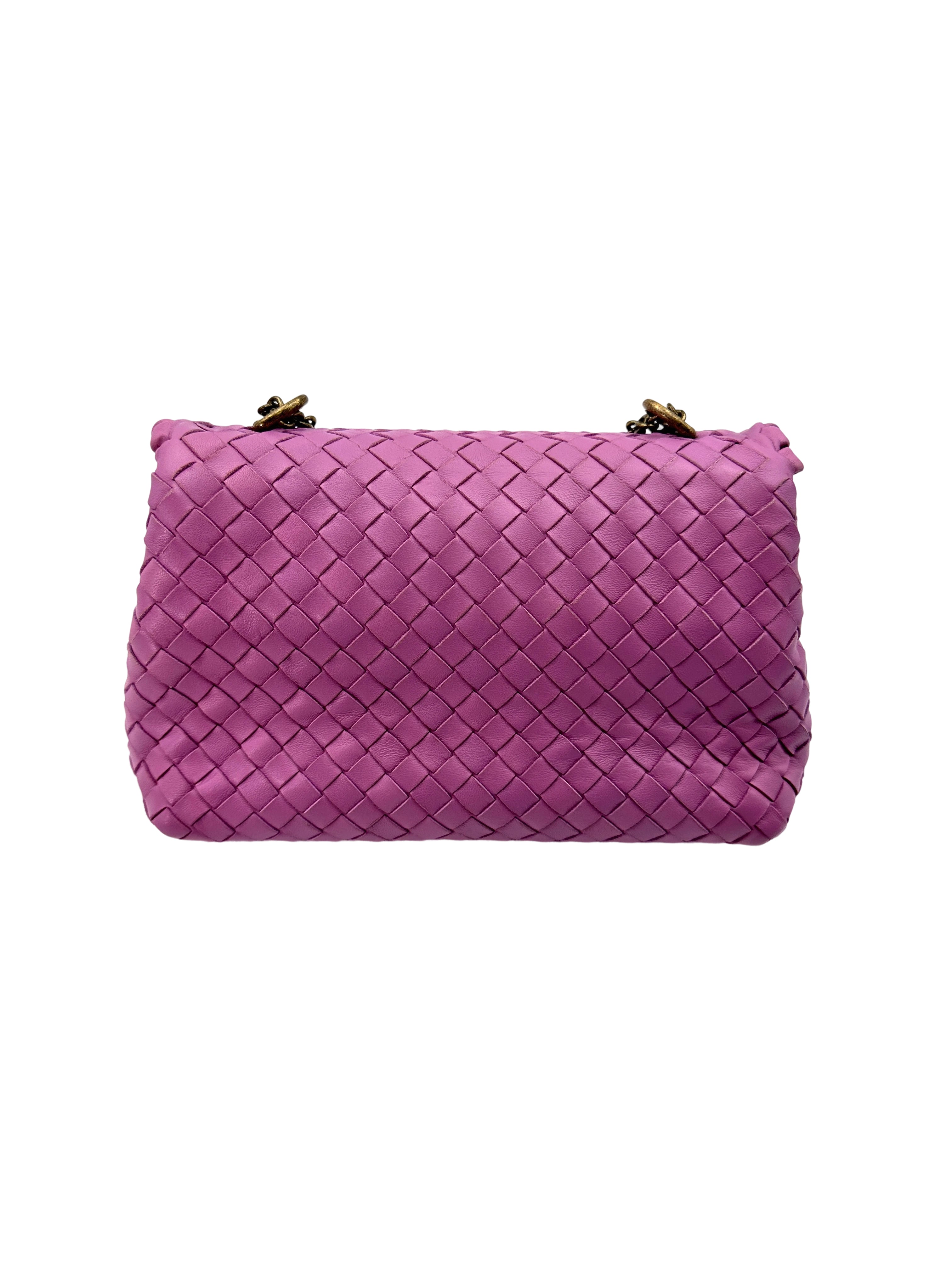 Bottega Veneta Olimpia Pink Intrecciato Leather Small Size Shoulder Bag BV116