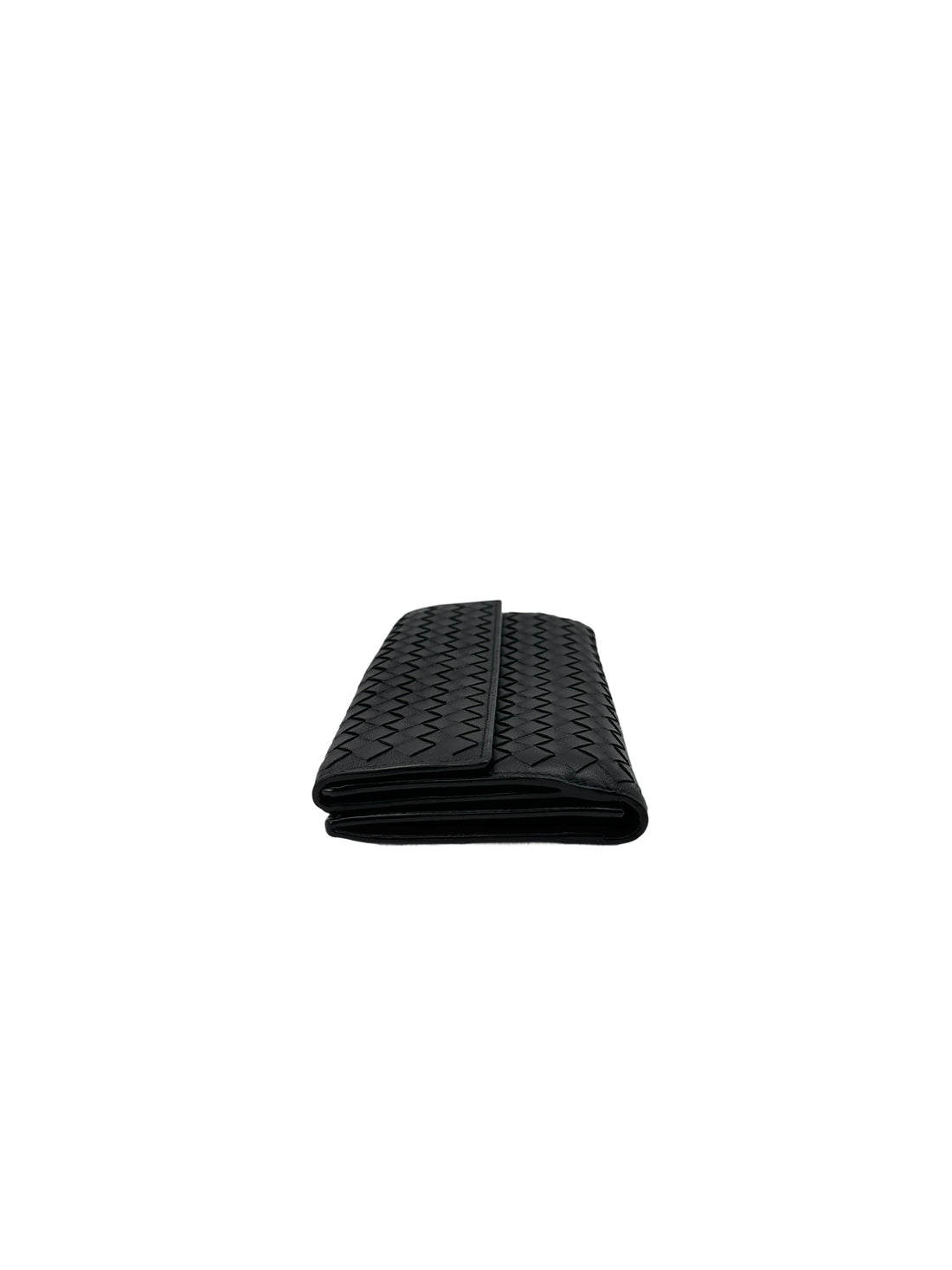Bottega Veneta Black Intrecciato Weave Leather Long Wallet BV117