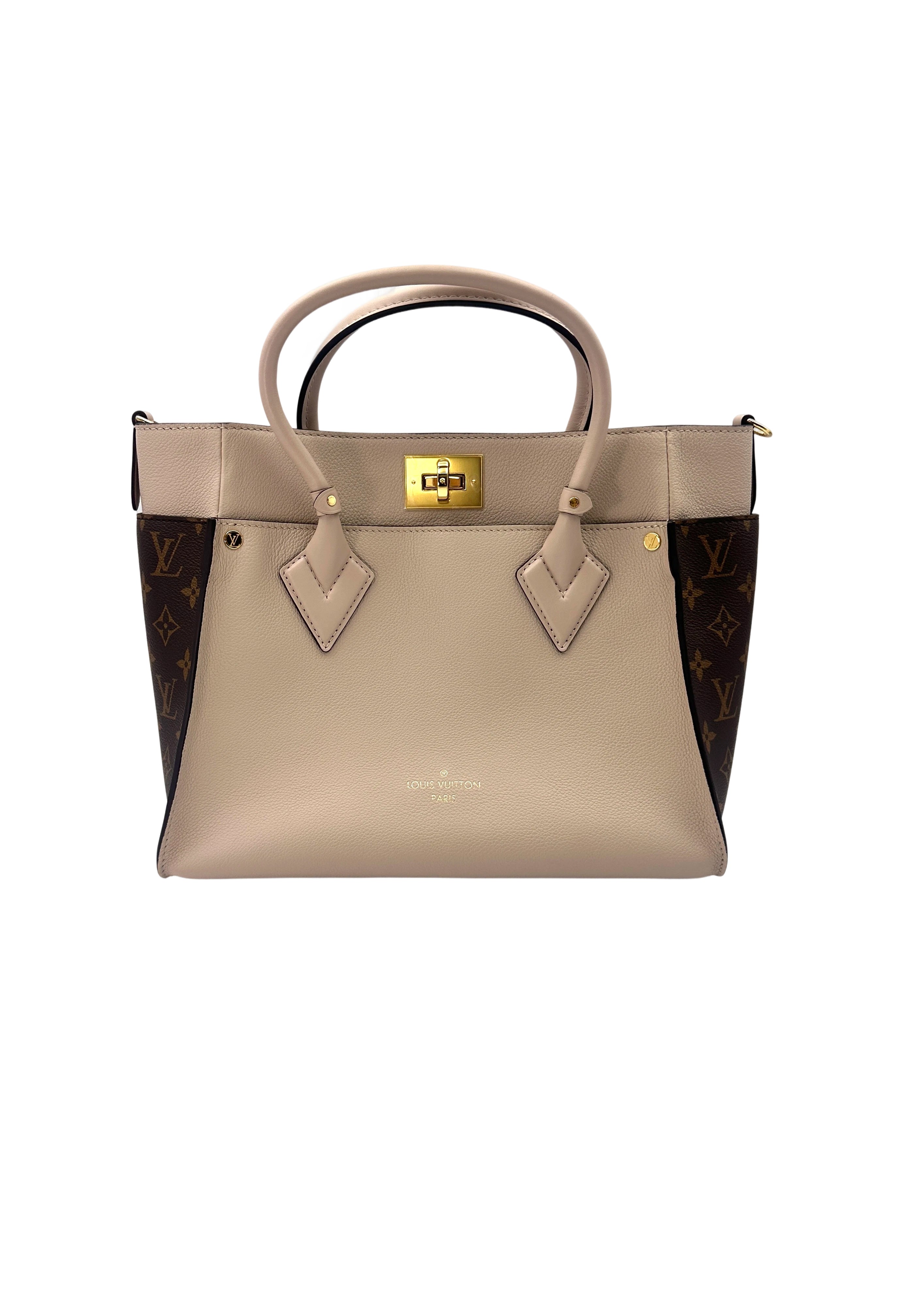 Louis Vuitton On My Side MM Beige Leather Tote Handle Bag LV2330