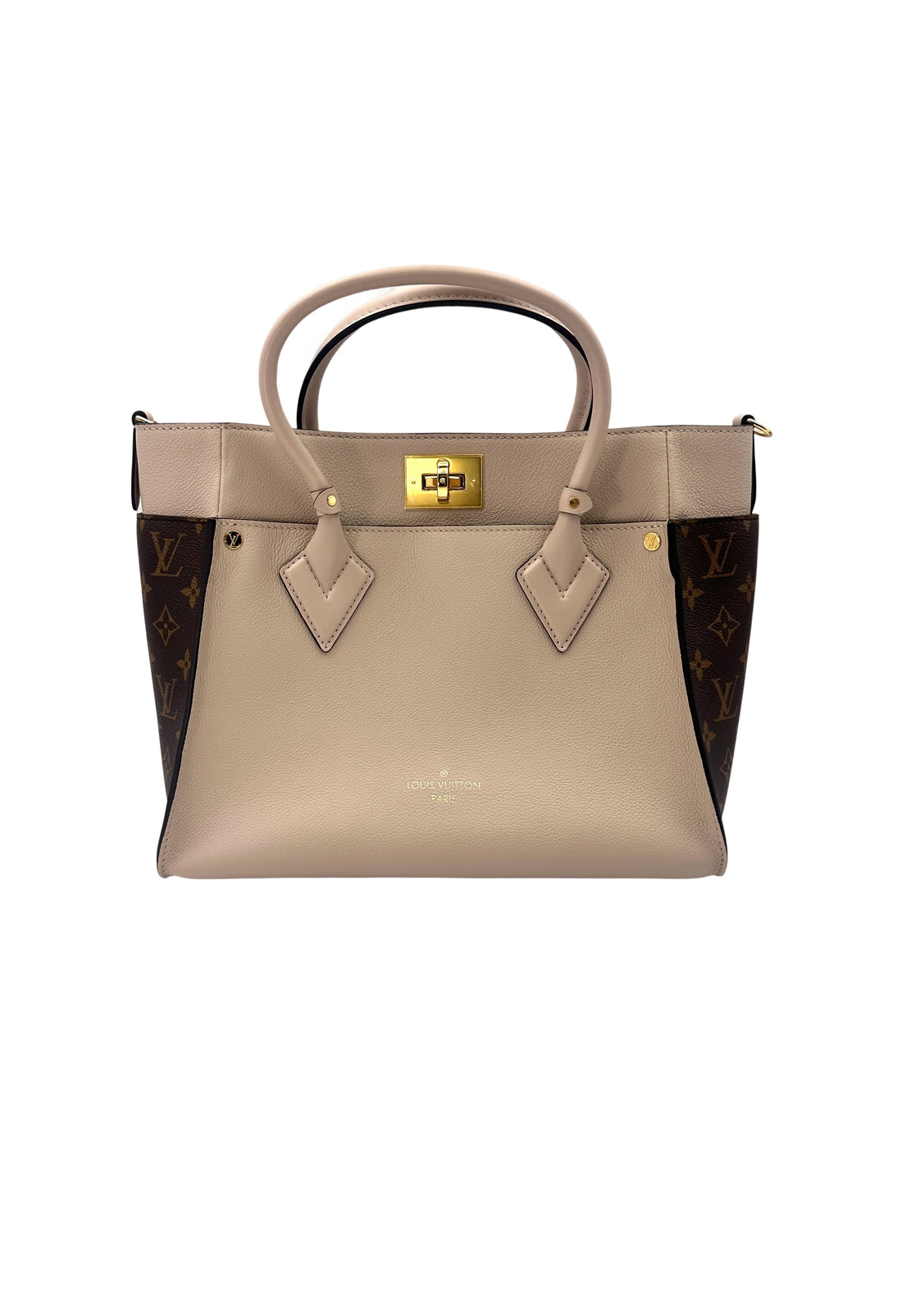 Louis Vuitton On My Side MM Beige Leather Tote Handle Bag LV2330